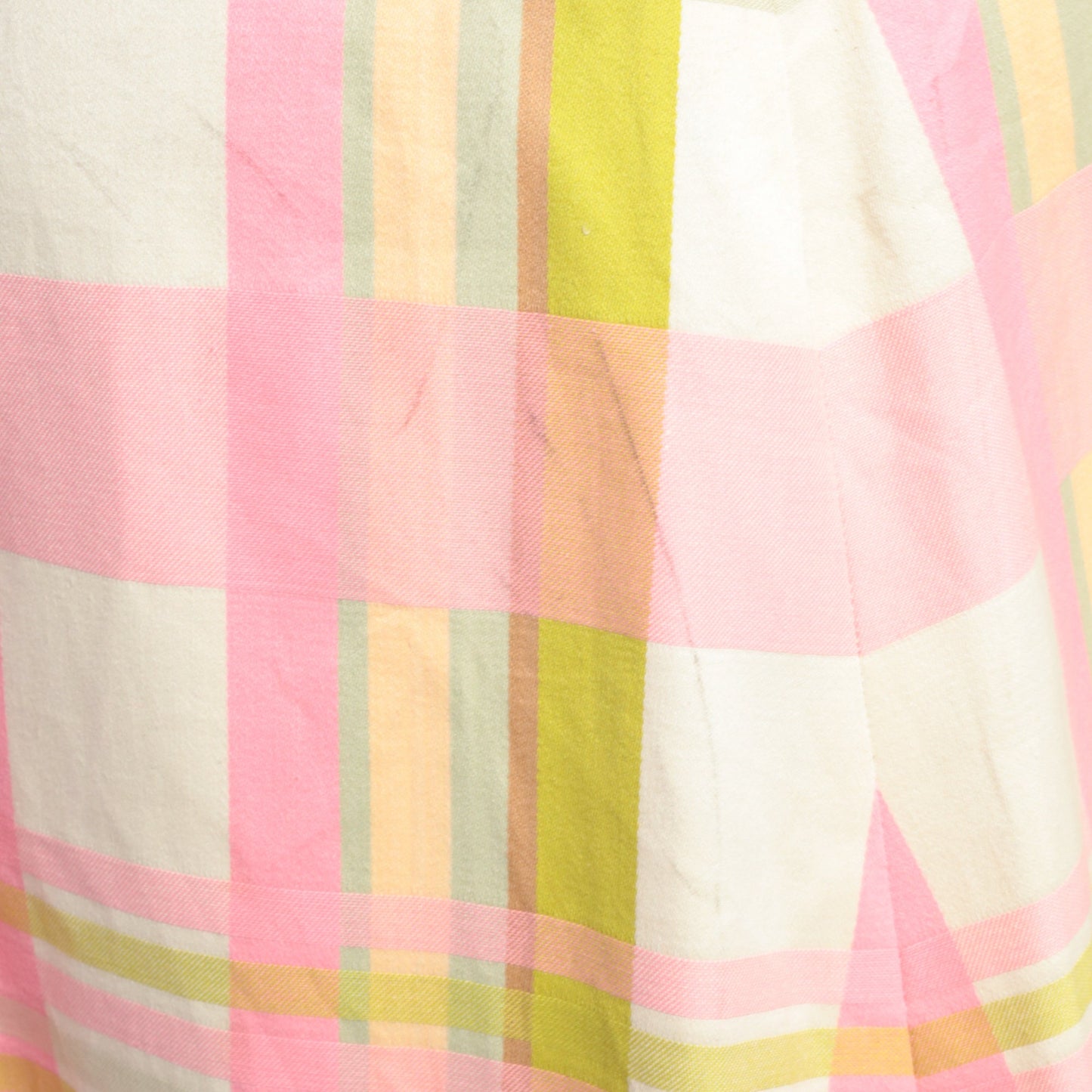 60s Pink White Checkered A-Line Skirt High Waisted Midi Small