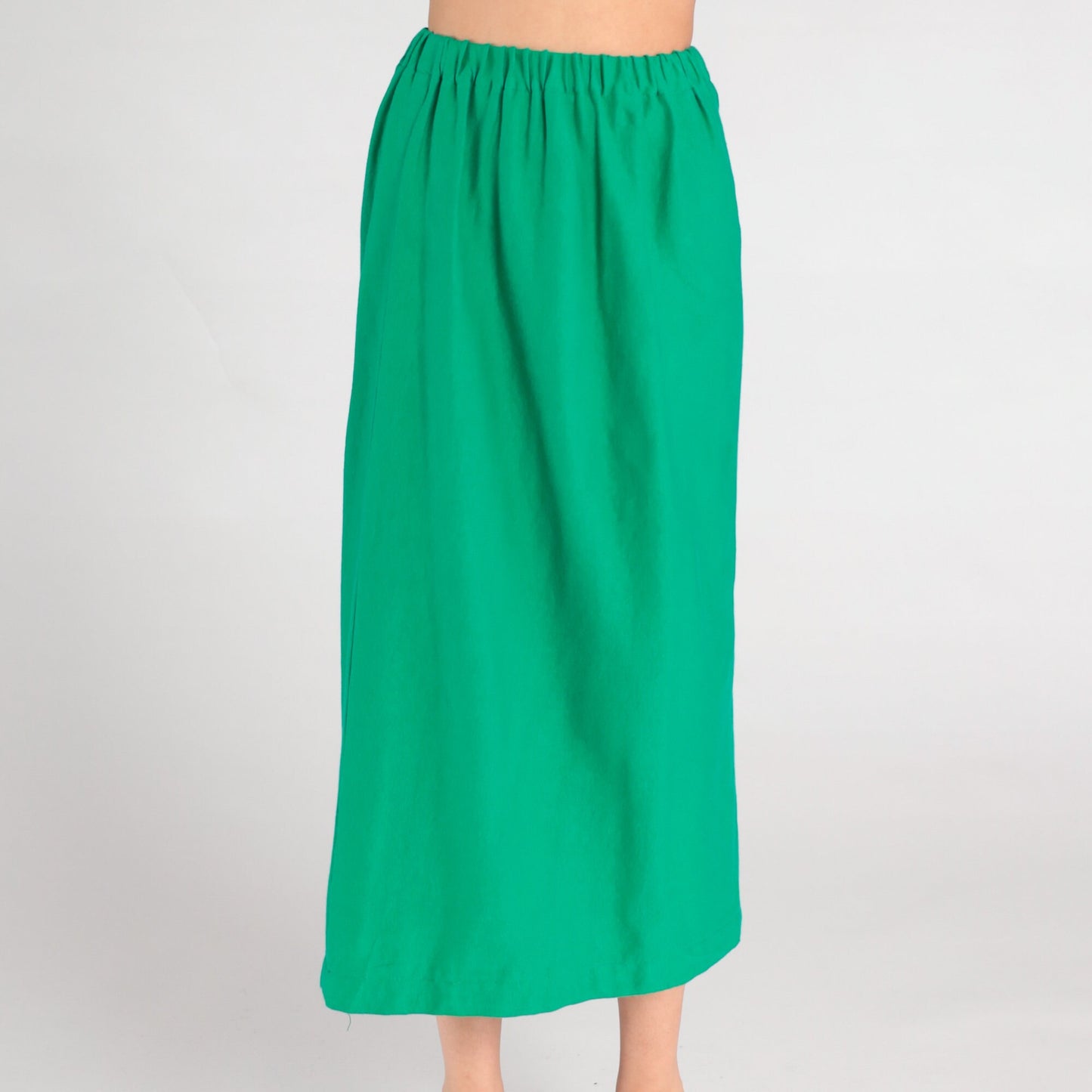 80s Green Midi Skirt High Waist Straight Column Extra Small XS
