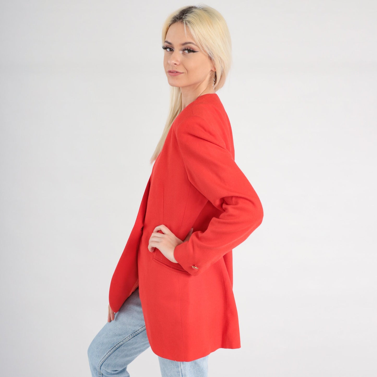 Christian Dior 90s Wool Blazer Red Button-Up Jacket Medium 10