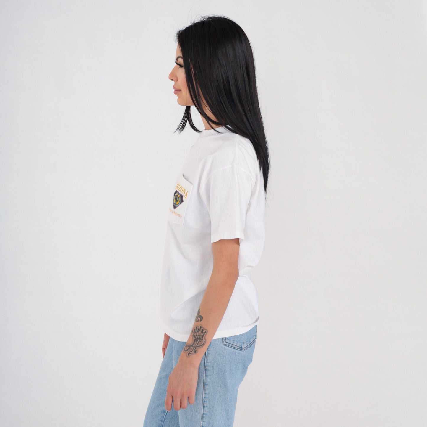 90s Arizona Grand Canyon State Graphic Pocket T-Shirt White Cotton Medium