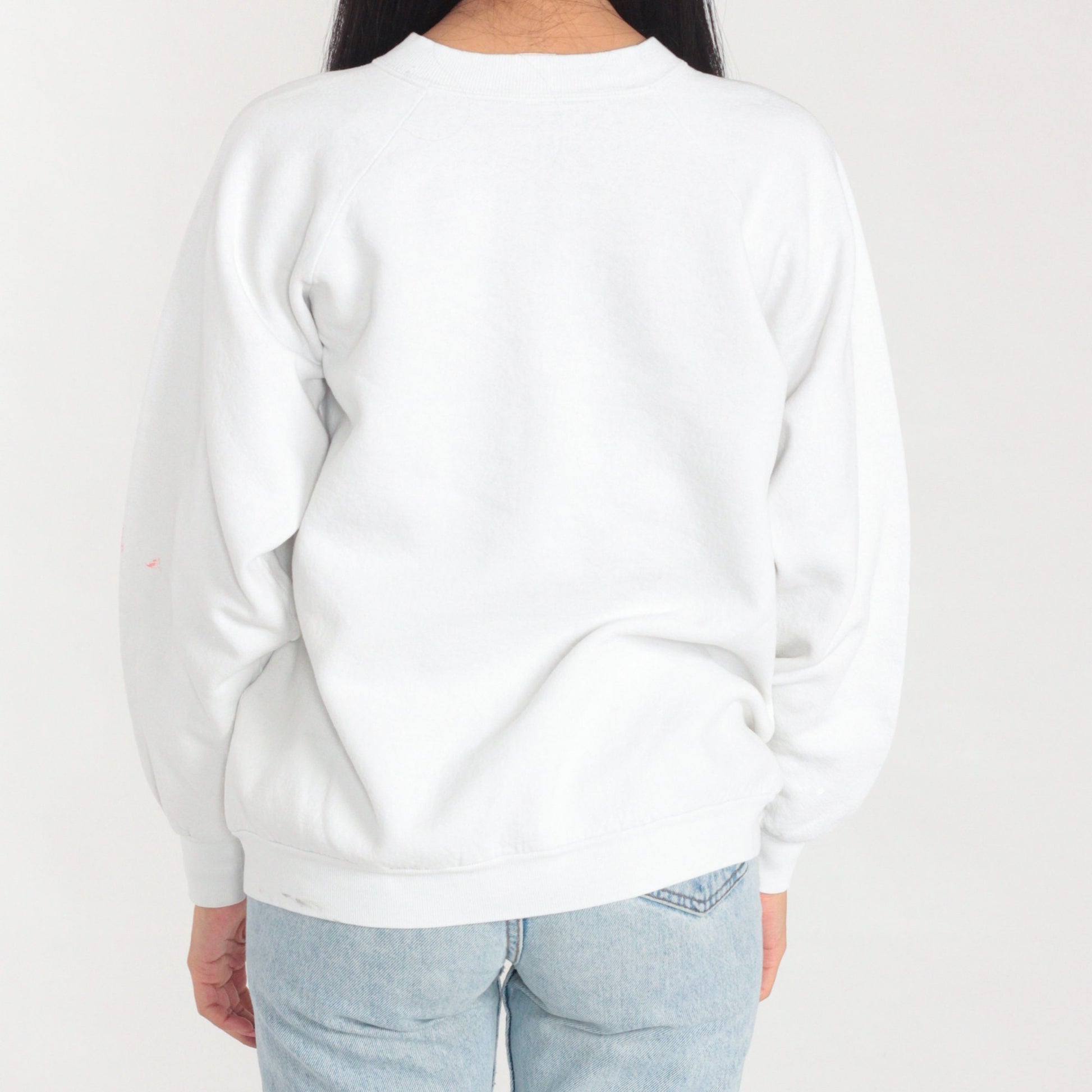 90s Washington DC Eagle Crest Raglan Sweatshirt White Graphic Medium