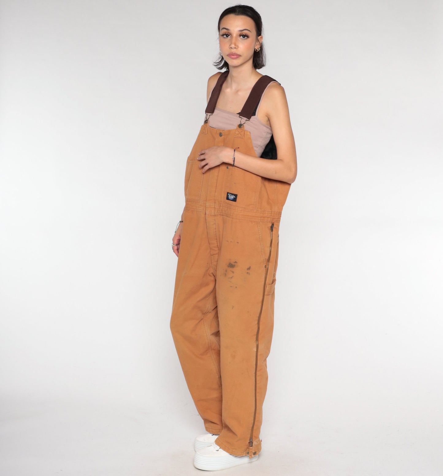 00s Walls Blizzard Pruf Insulated Brown Bib Overalls Mens Large L