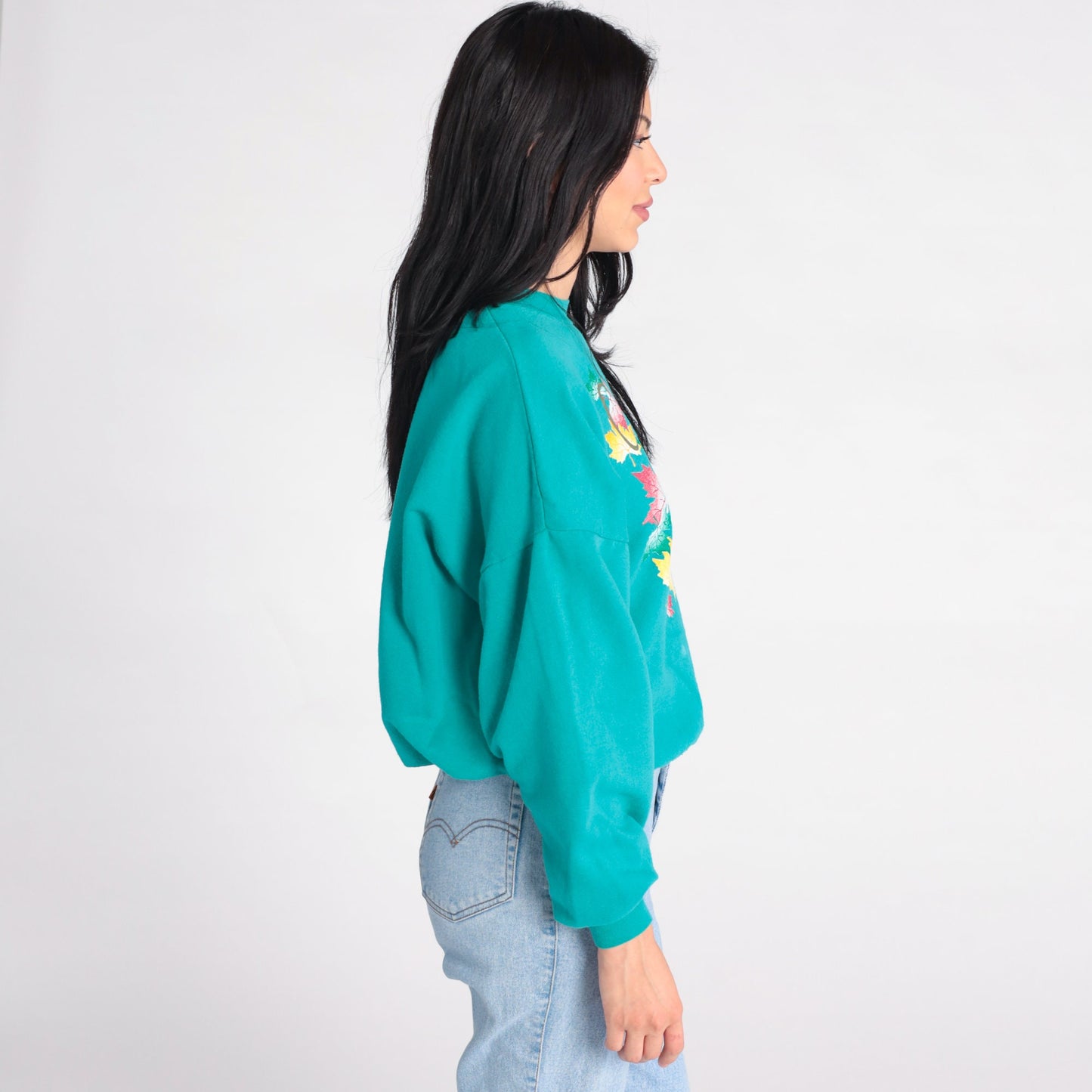 90s Niagara Falls Canada Maple Leaf Sweatshirt Green Crewneck Small