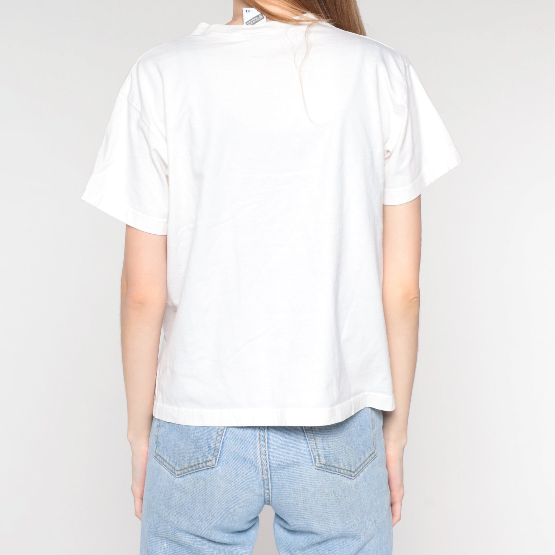 00s Warner Bros Looney Tunes Embroidered Pocket Tee White Medium M