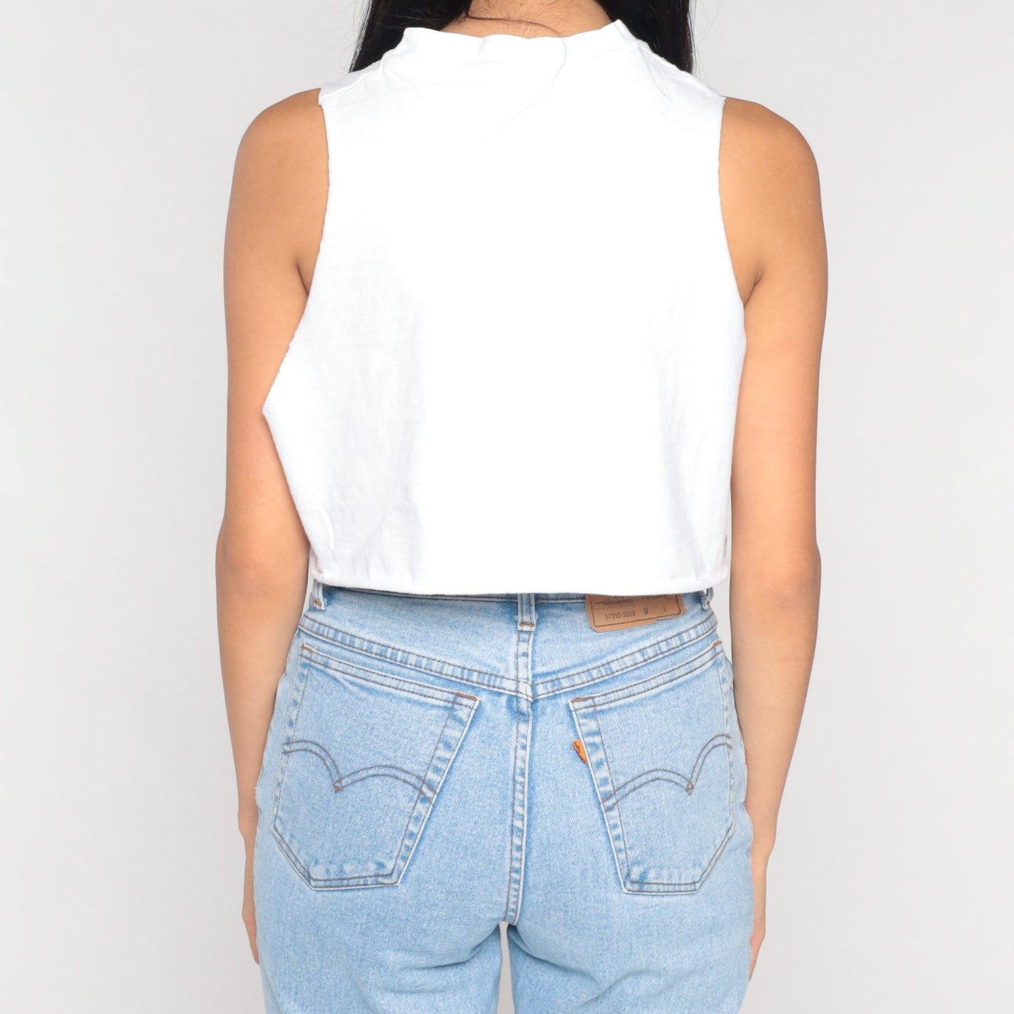 90s Key West Crop Tank Top White Fish Graphic Terminally Unique Small