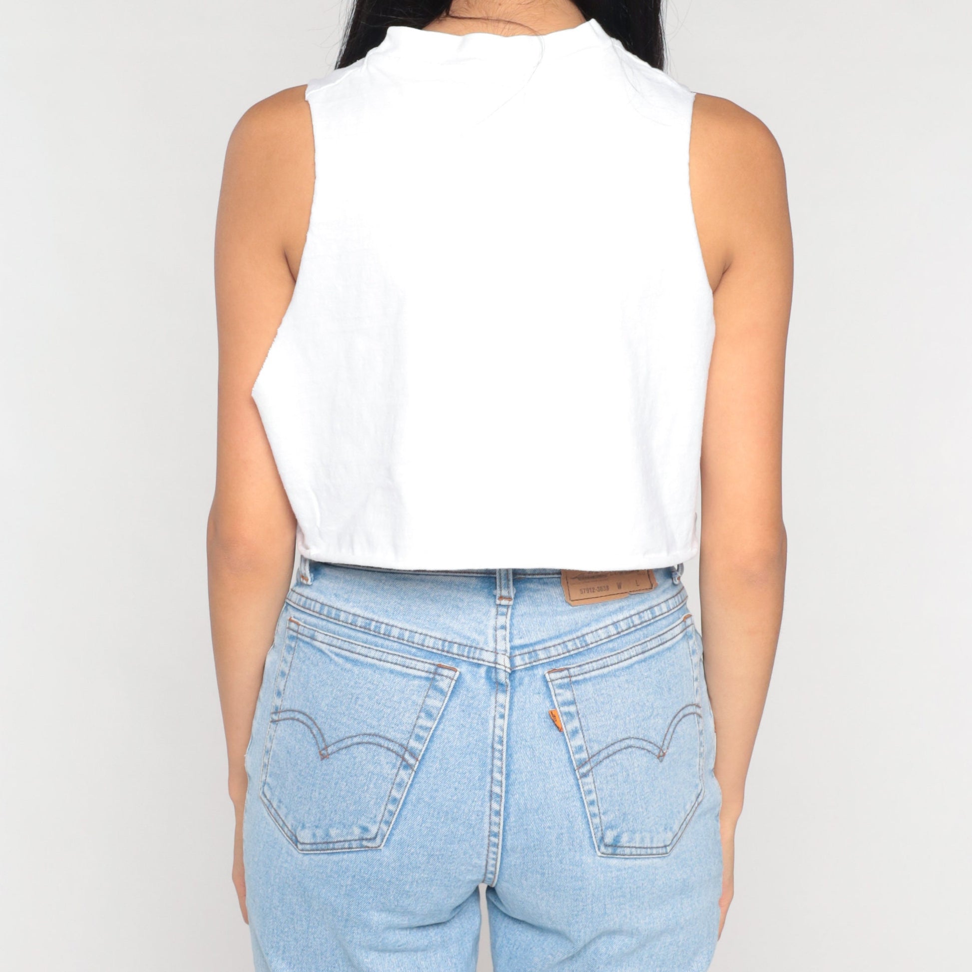 90s Key West Crop Tank Top White Fish Graphic Terminally Unique Small