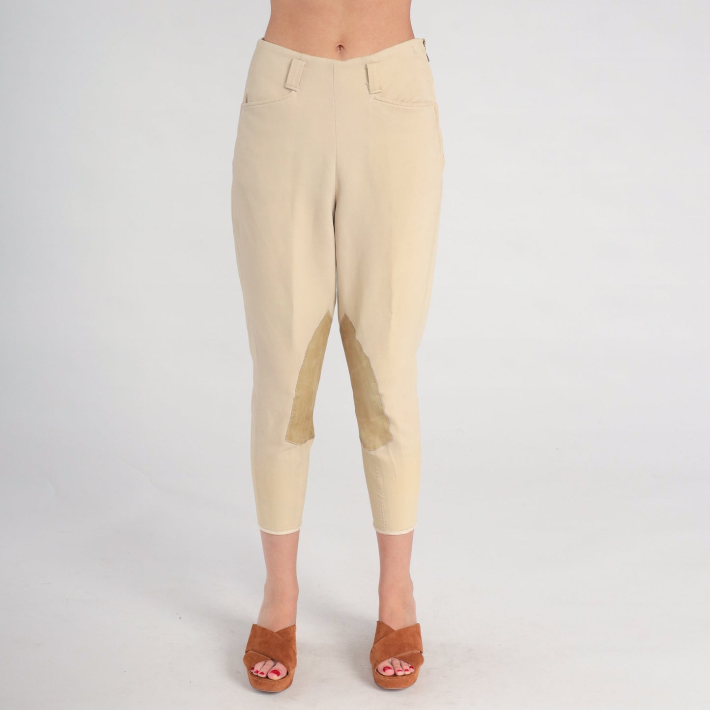 80s Beige Riding Breeches High-Waisted Equestrian Pants Extra Small