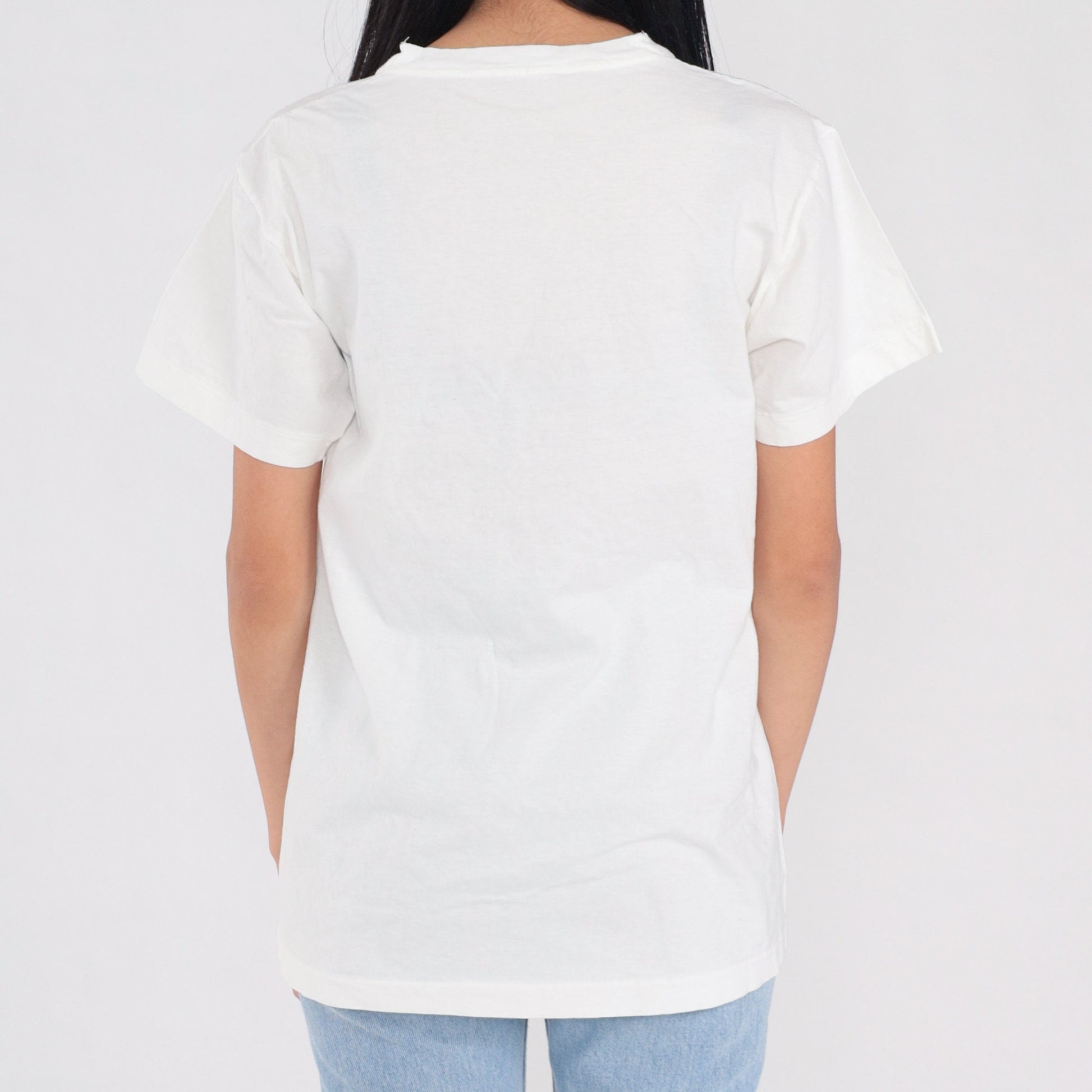 90s Shit Happens Duck Graphic T-Shirt White Single Stitch Medium M