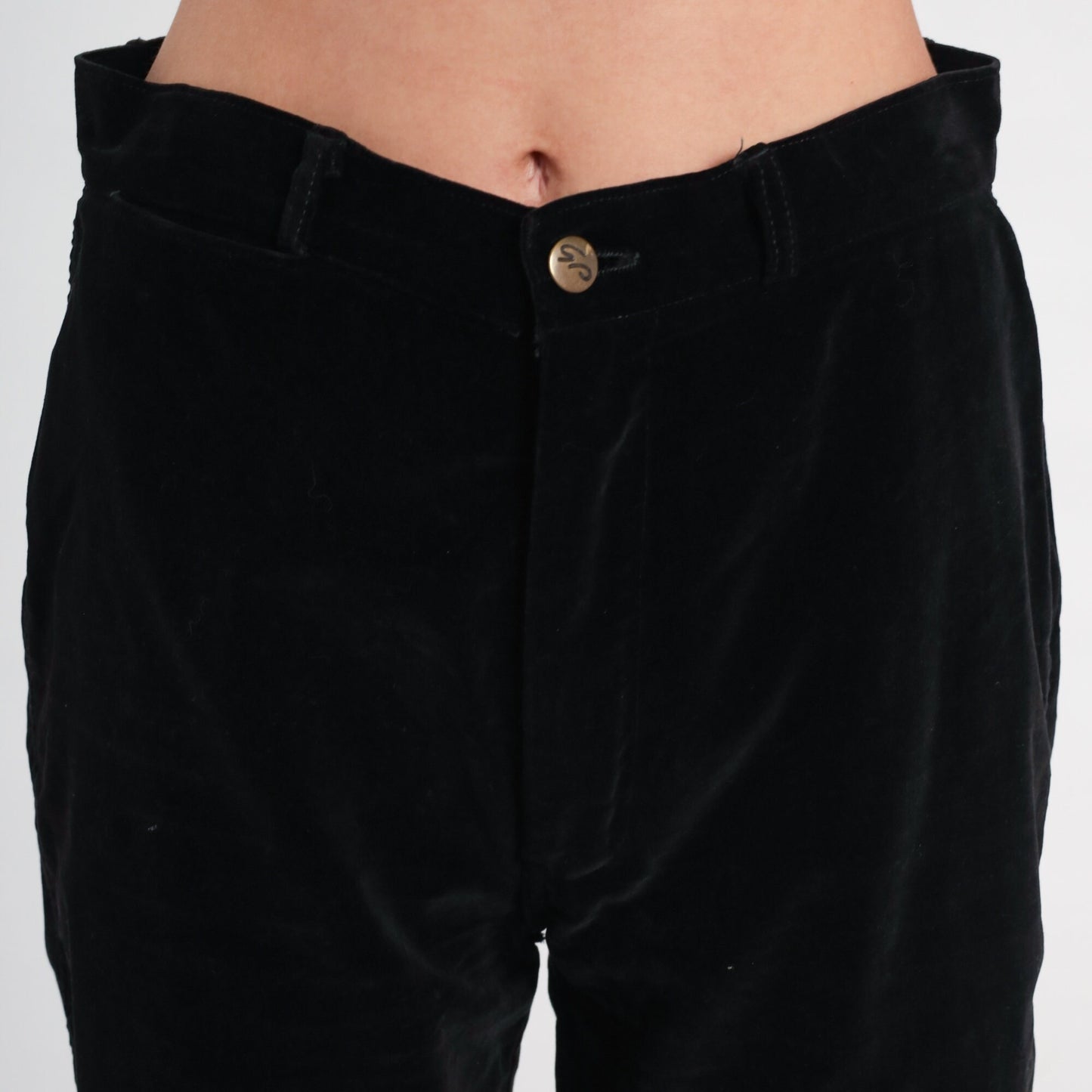 90s G Pellini Black Velvet High-Waisted Straight-Leg Trousers Medium
