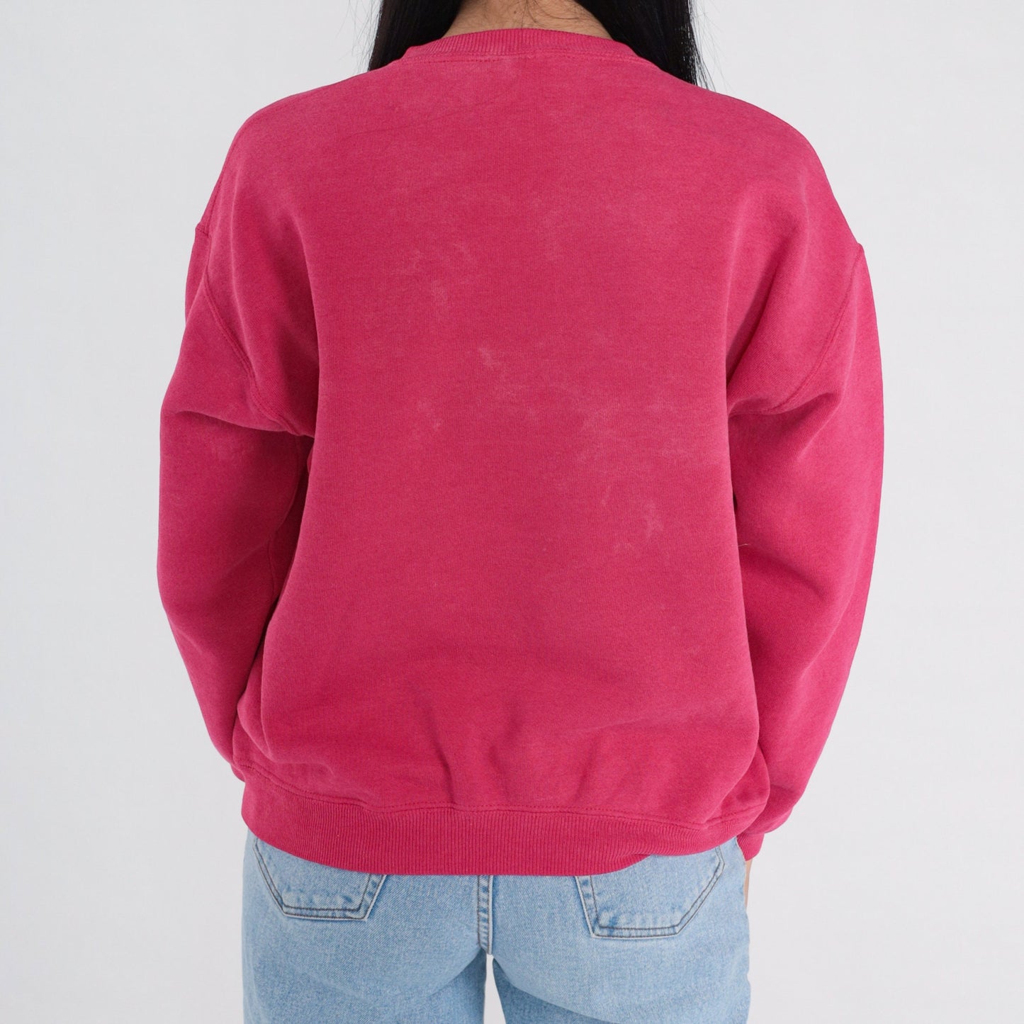 90s Bunny Cross Stitch Sweatshirt Faded Red Crewneck Pullover Medium M