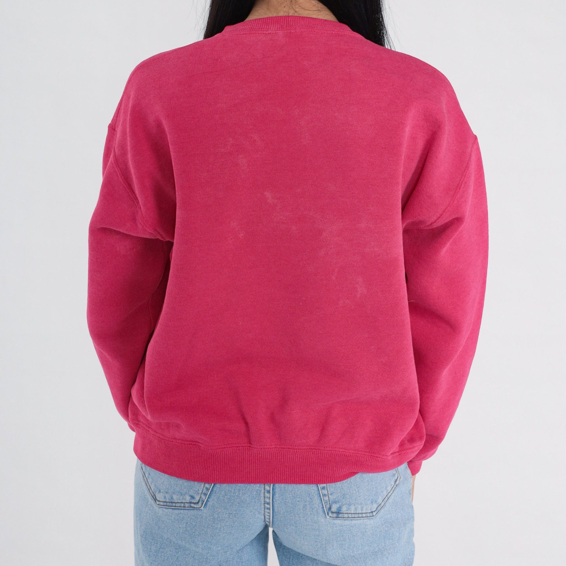 90s Bunny Cross Stitch Sweatshirt Faded Red Crewneck Pullover Medium M