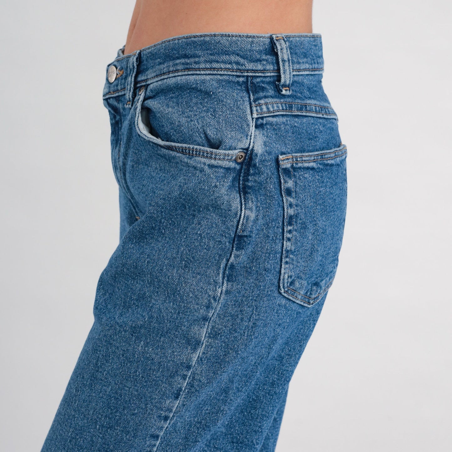 90s Blue Denim Tapered Mom Jeans Mid Rise Medium 8