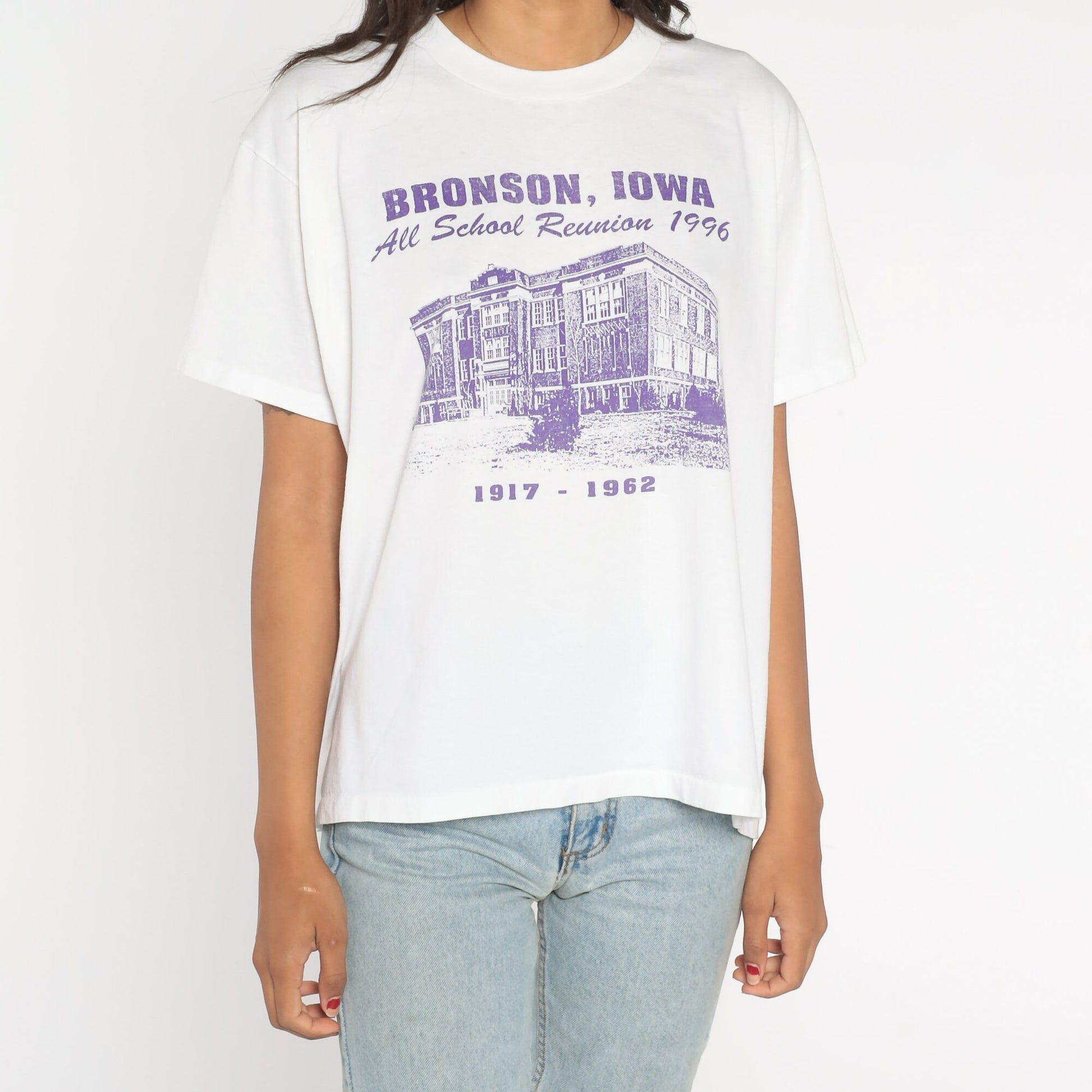1996 Bronson Iowa School Reunion Graphic Tee White Large L