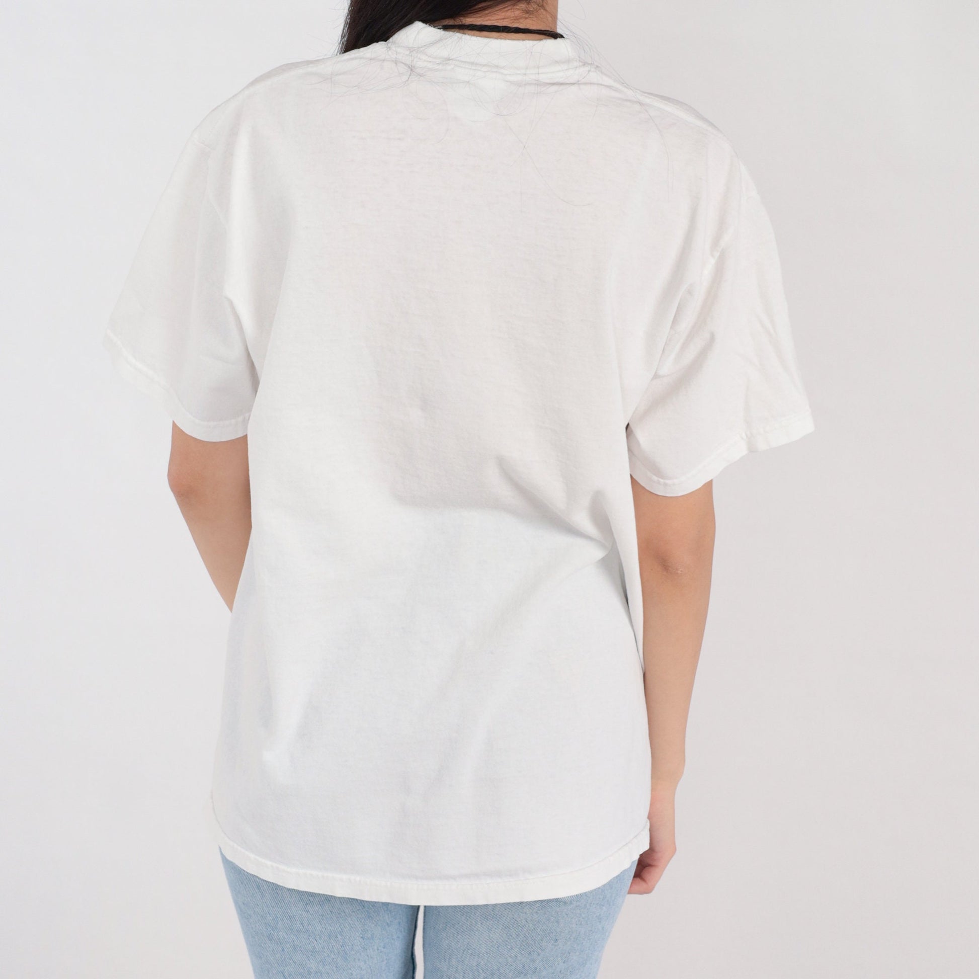 80s American Racing Racecar Graphic T-Shirt White Cotton Tee Medium
