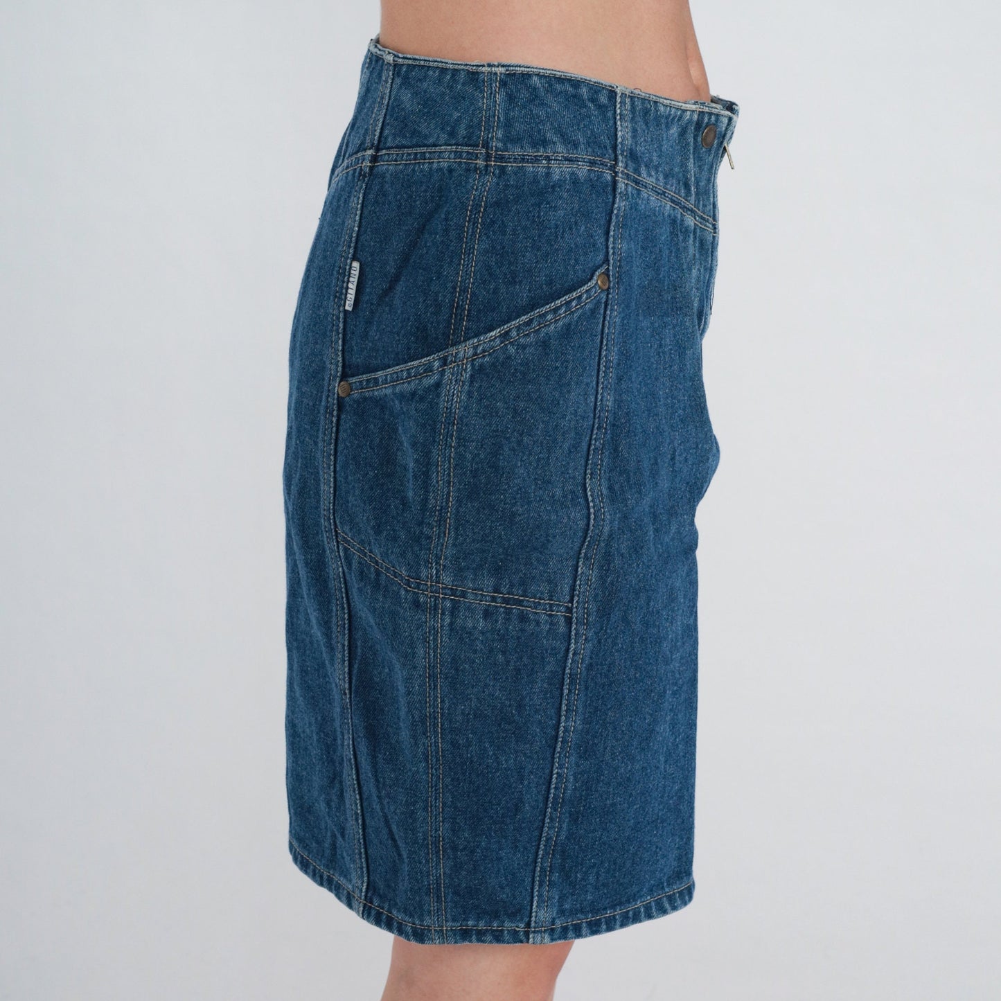 90s Gitano Dark Wash Denim Mini Skirt High Waist Pencil Cut Medium