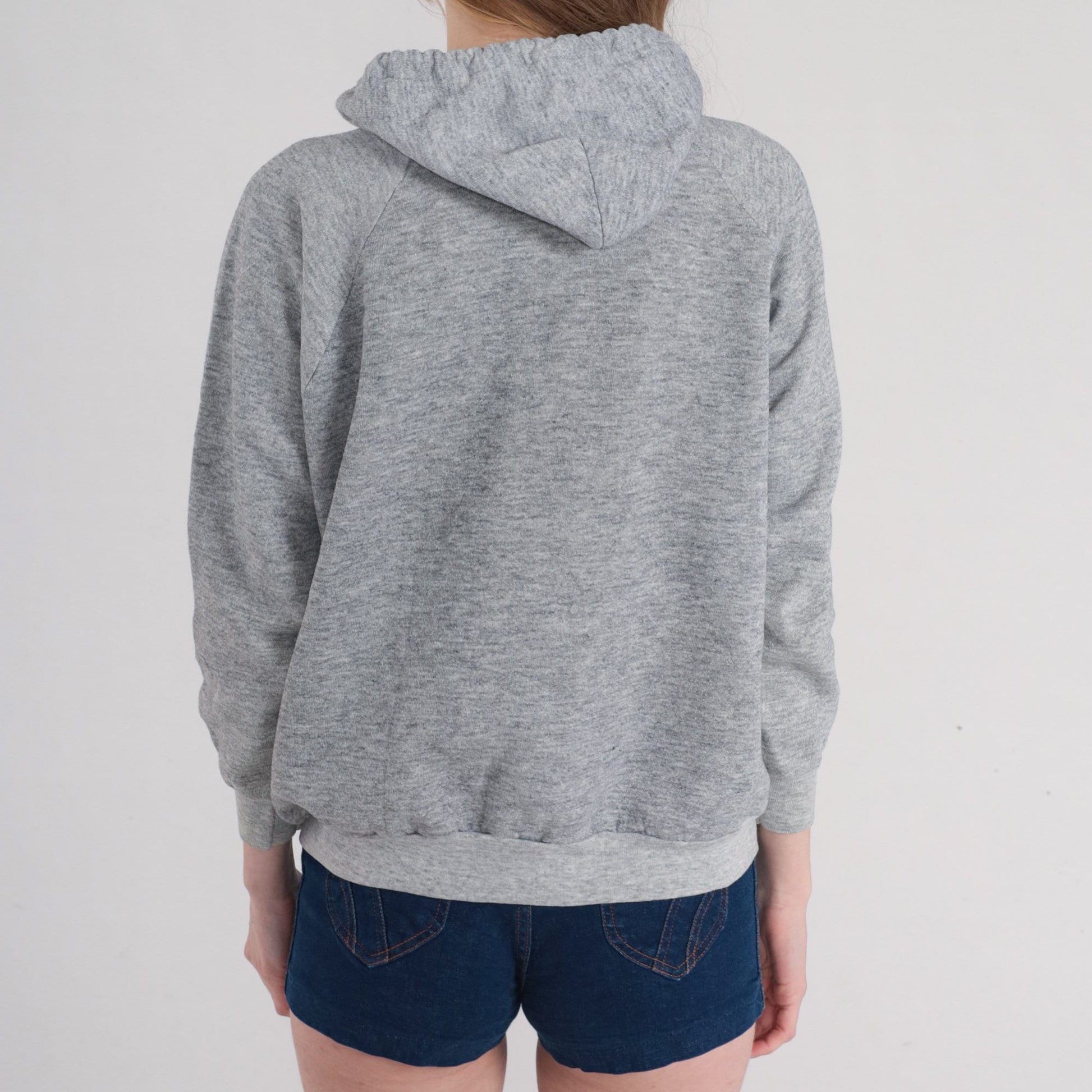 90s Spalding Hoodie Heather Grey Raglan Athletic Logo Pullover Medium