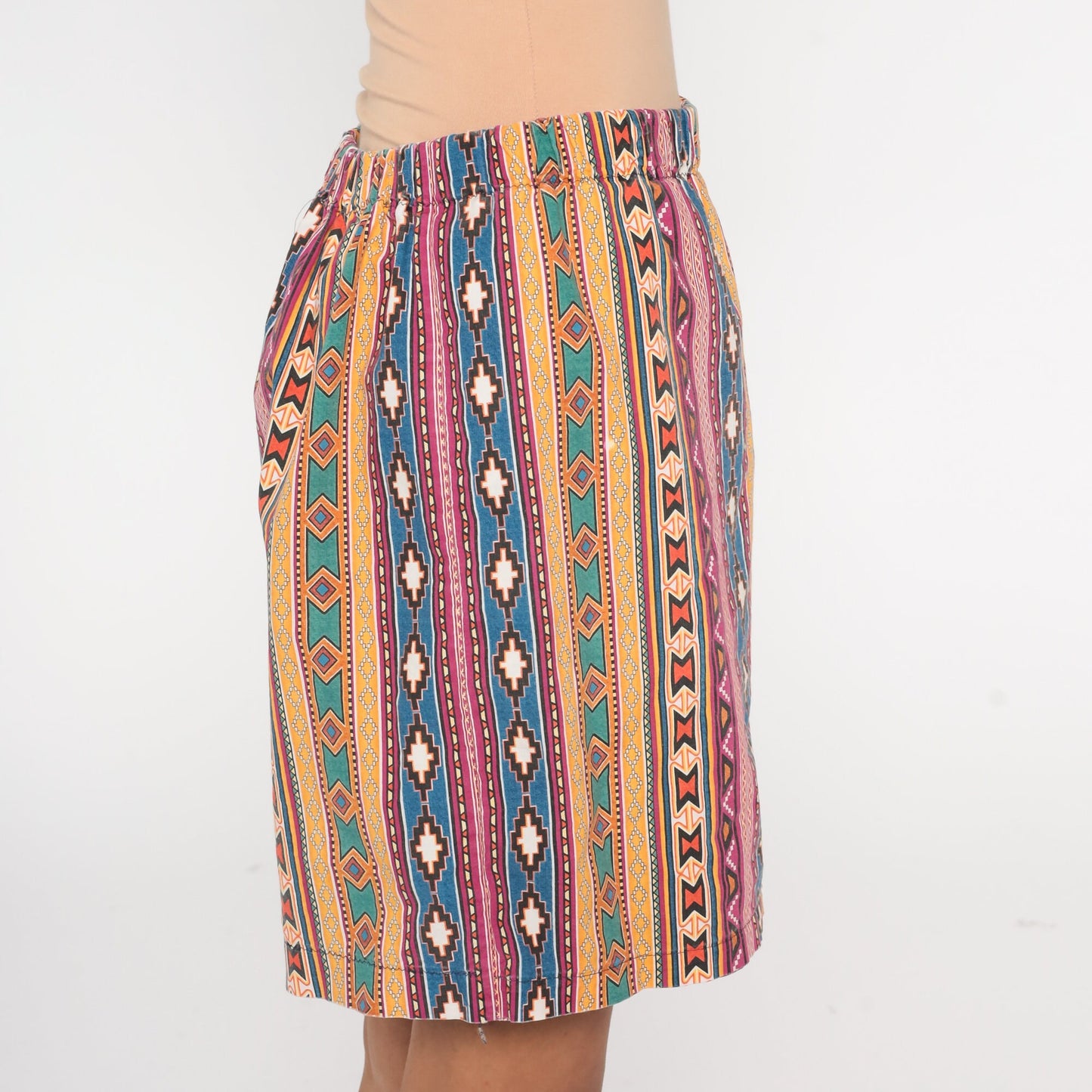90s Southwestern Geometric Striped Mini Skort High Waisted Medium