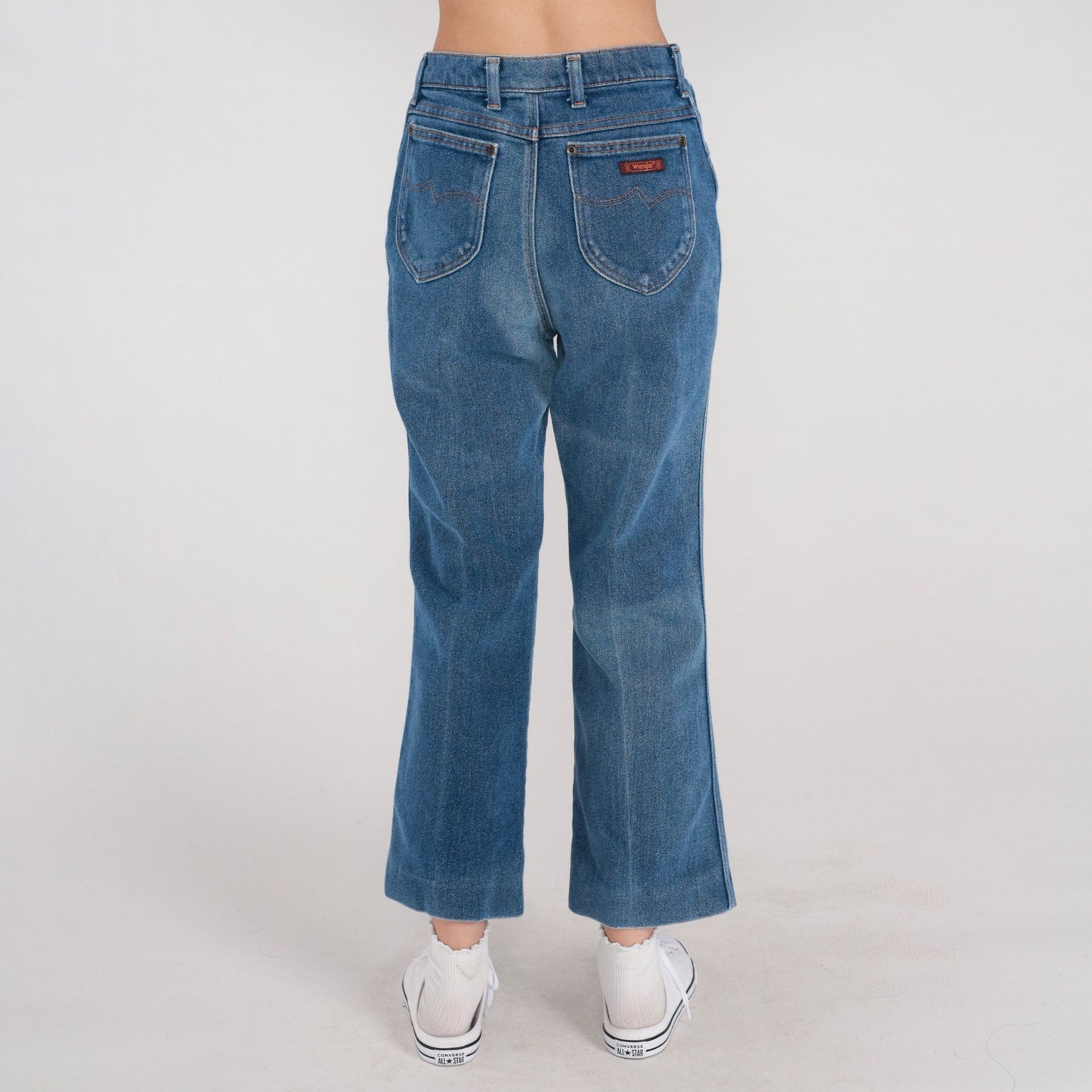 70s Wrangler Bell Bottom Jeans High Waist Flared Blue Denim Small