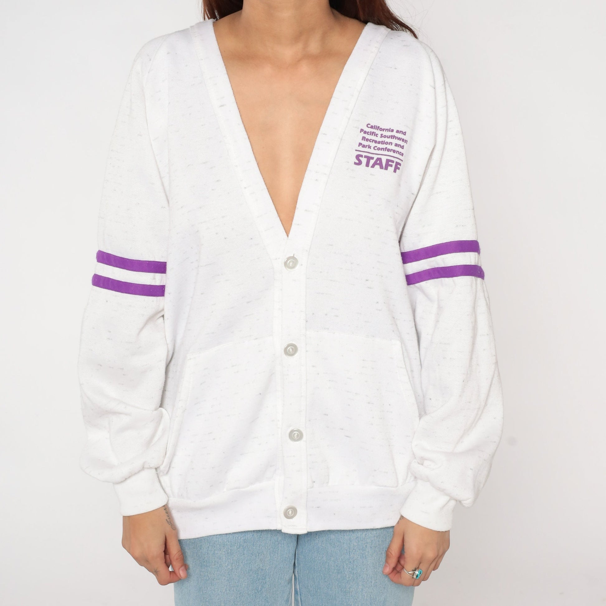 90s California Pacific Southwest Recreation Park Conference Cardigan White XXL