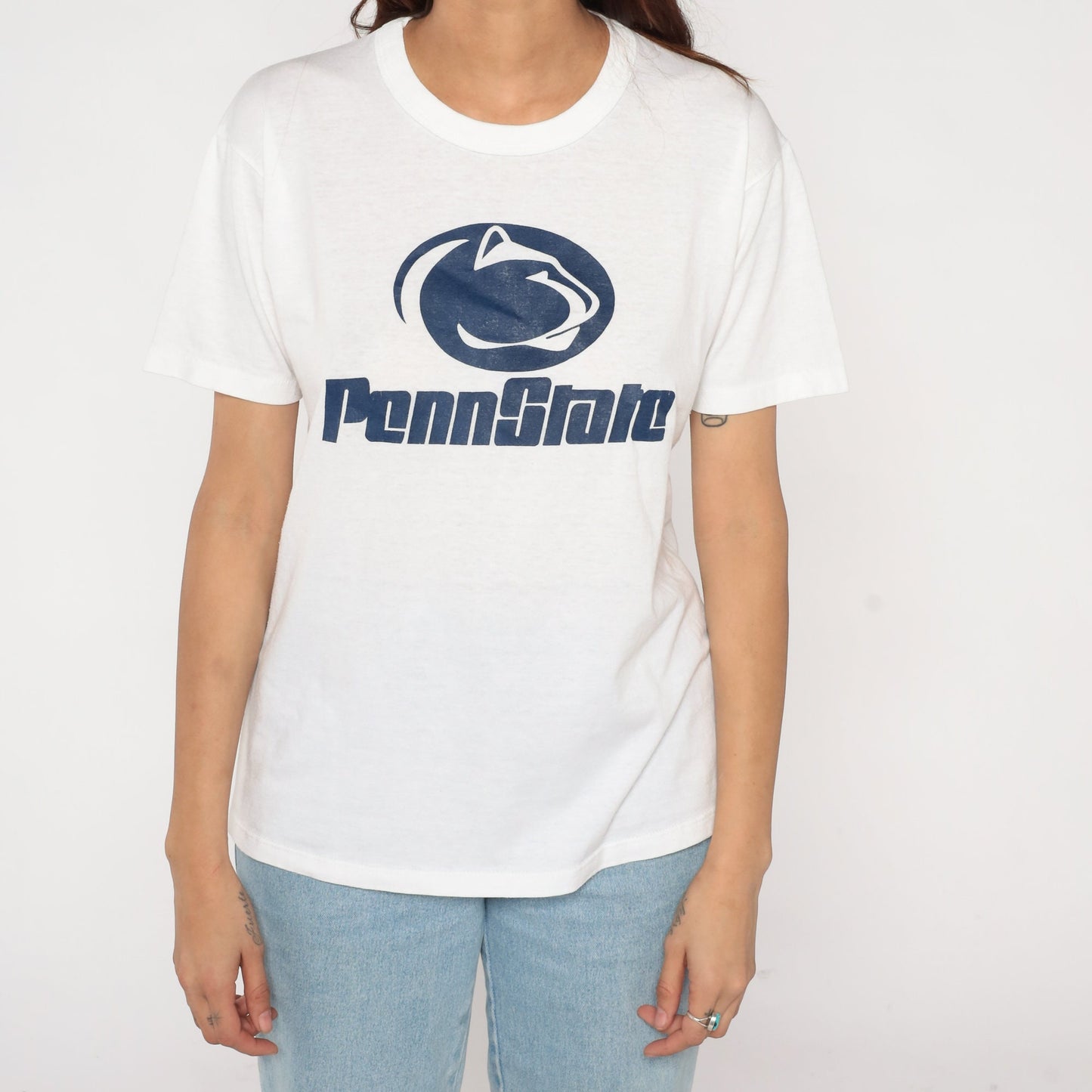 90s Penn State Nittany Lions Graphic T-Shirt White College Football Medium