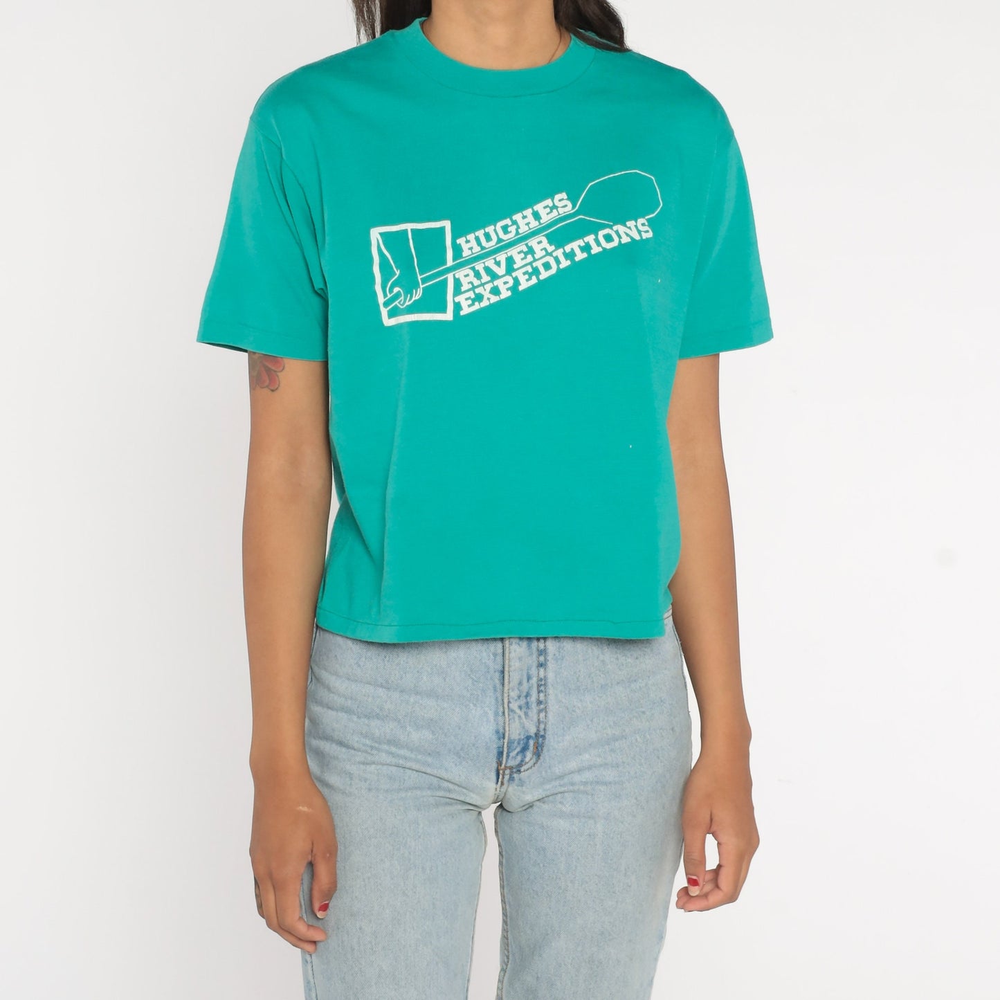 90s Hughes River Expeditions Graphic Tee Stanley Idaho Green Small