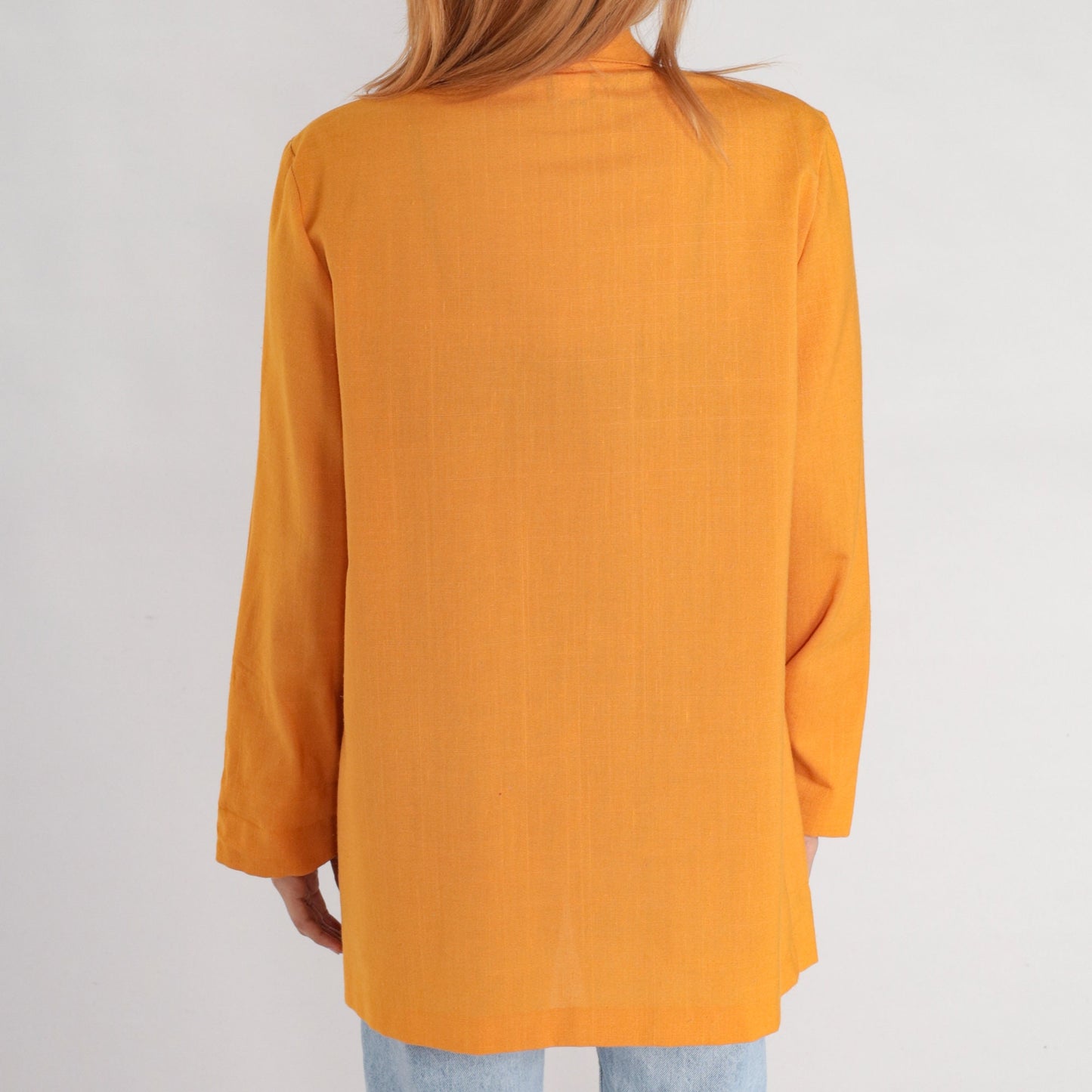 80s Yellow Button Blazer Jacket Single Breasted Medium M