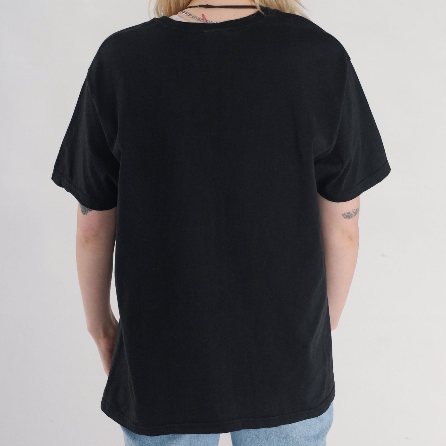 Y2K White Tiger Glitter Graphic Tee Extinction is Forever Black Medium