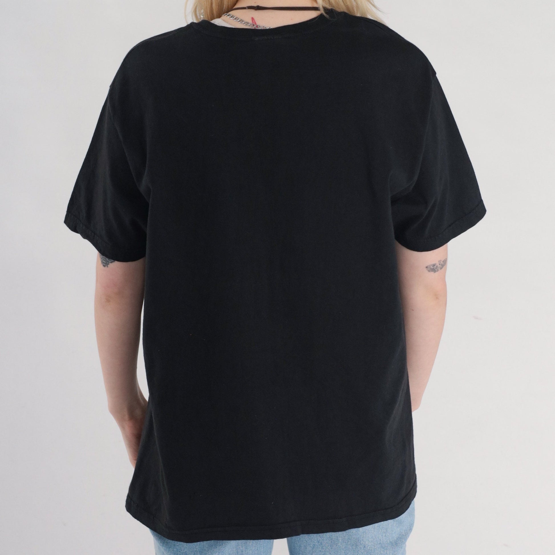 Y2K White Tiger Glitter Graphic Tee Extinction is Forever Black Medium