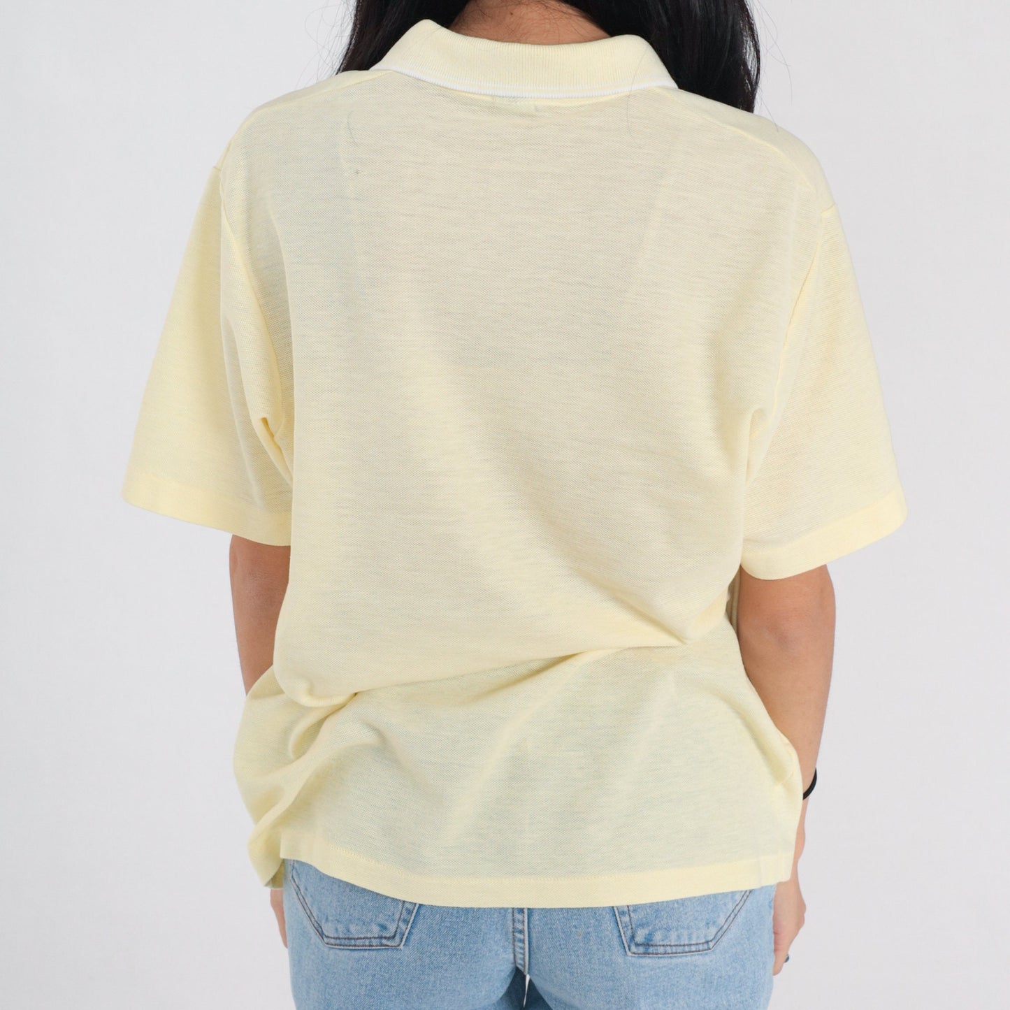 90s Munsingwear Polo Shirt Yellow Penguin Logo Collared Tee Medium M