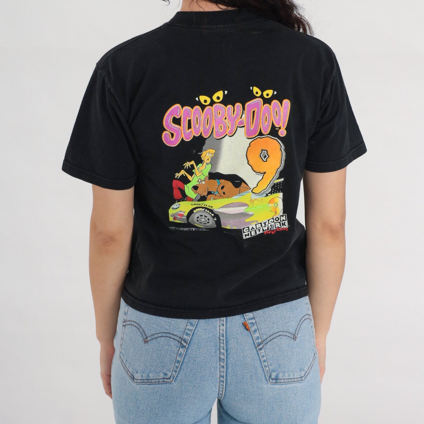 90s Scooby Doo Wacky Racing Cartoon Network Graphic Tee Black Cotton Medium