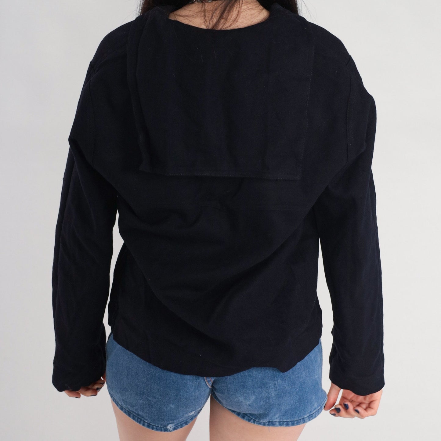 1950s US Navy Wool Uniform Shirt Sailor Collar V-Neck Medium