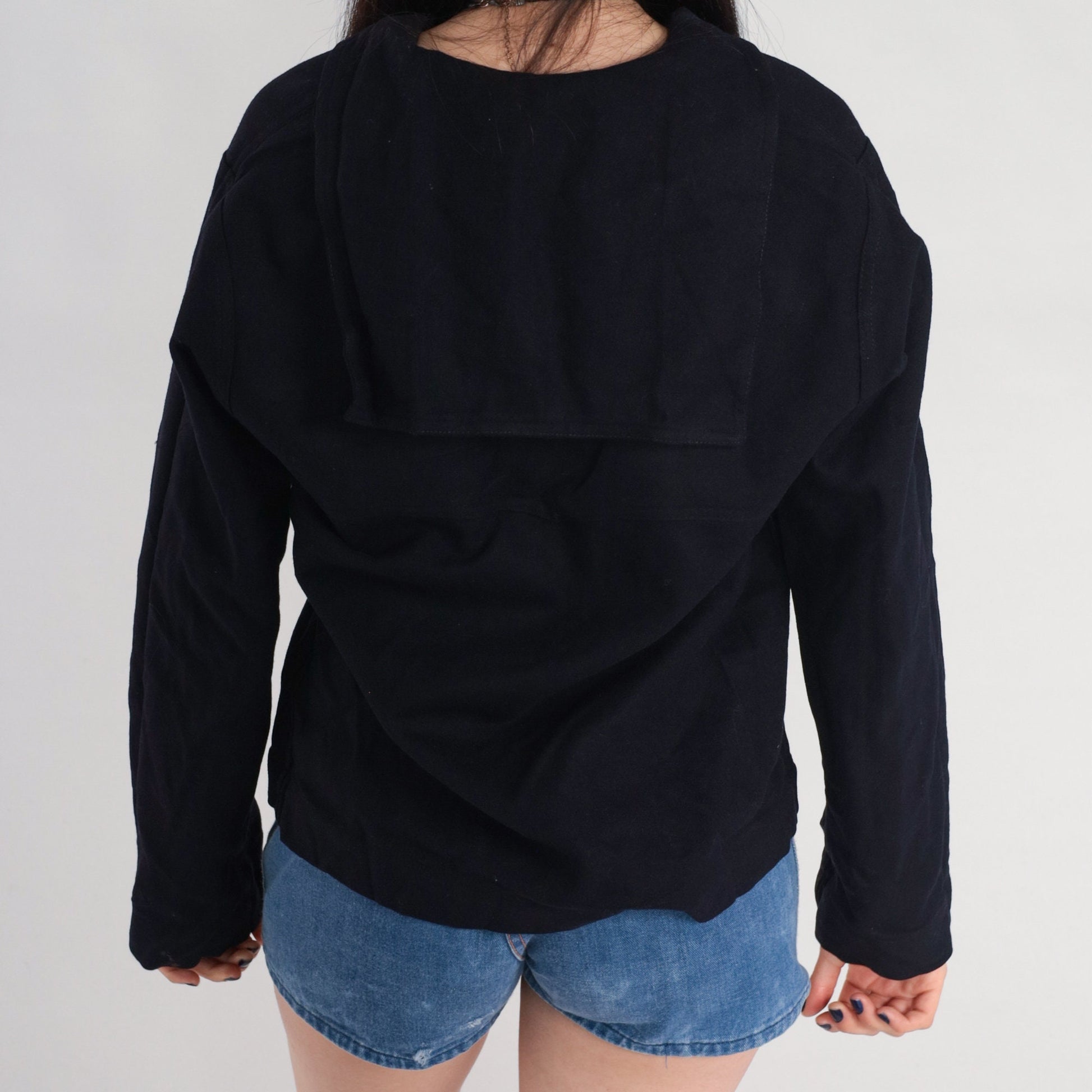 1950s US Navy Wool Uniform Shirt Sailor Collar V-Neck Medium