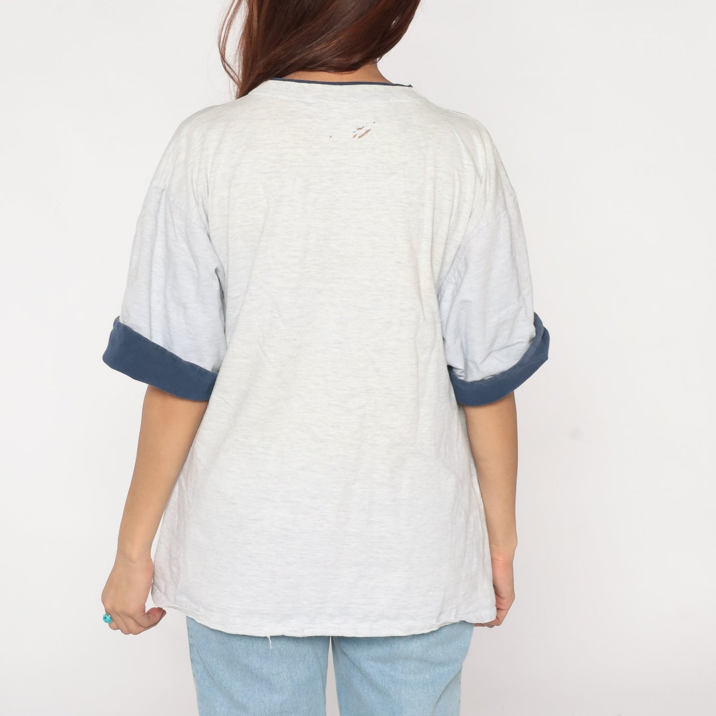 90s Metaphor Flamingo Logo T-Shirt Cuffed Sleeve Heather Grey XXL