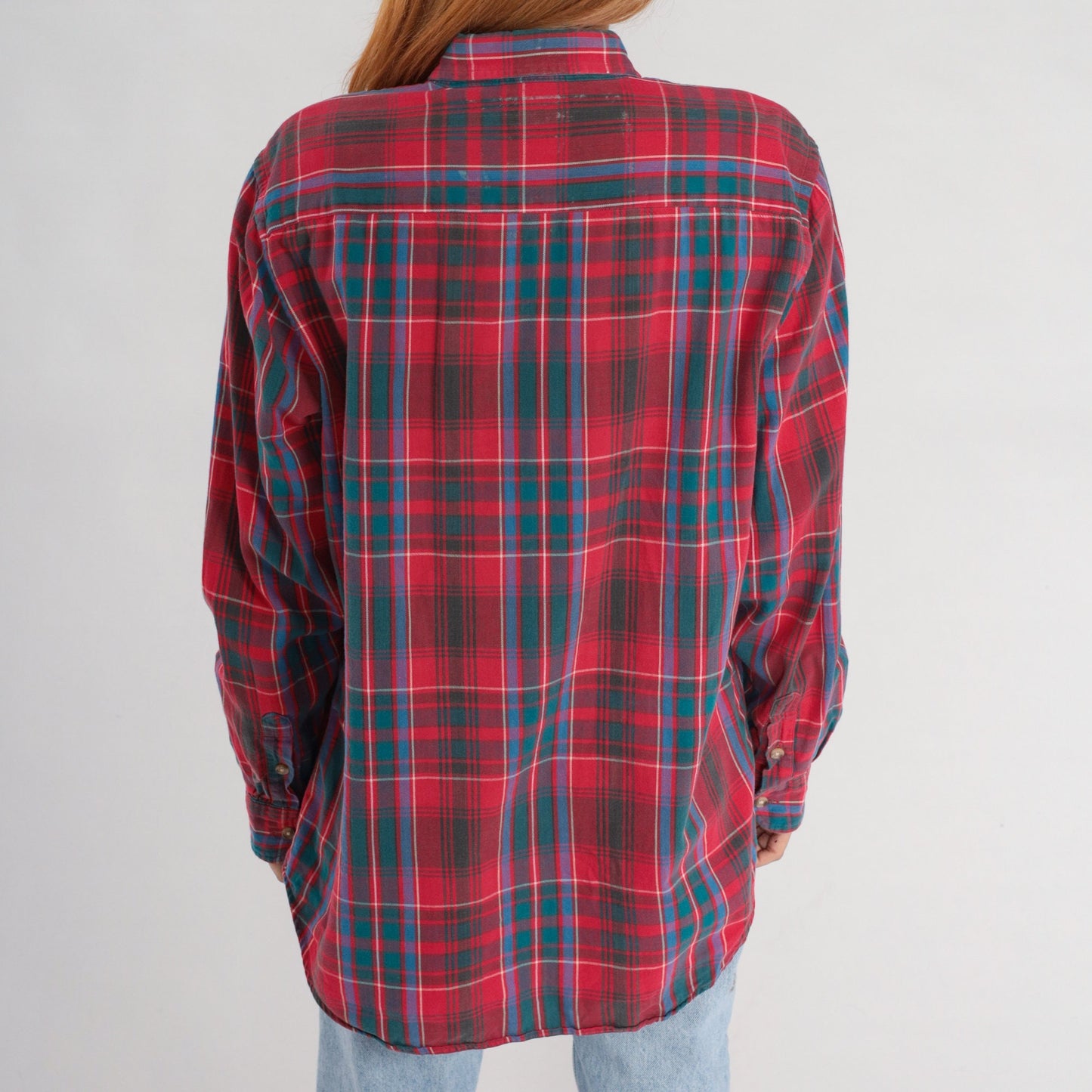 90s Woolrich Plaid Button-Up Shirt Red Blue Green Long Sleeve Extra Large XL