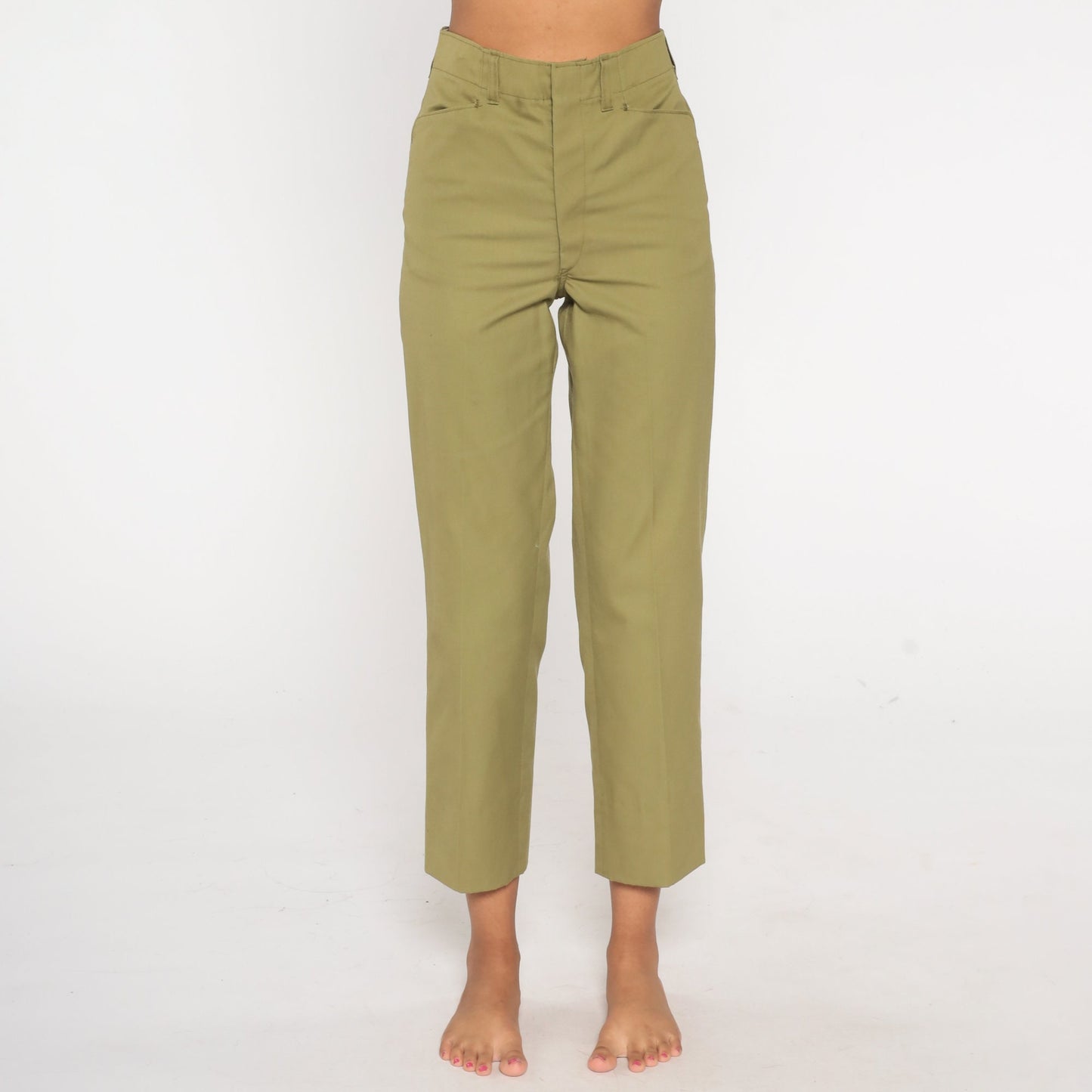 80s Boy Scout Olive Green Cotton Pants High Waisted Uniform Small