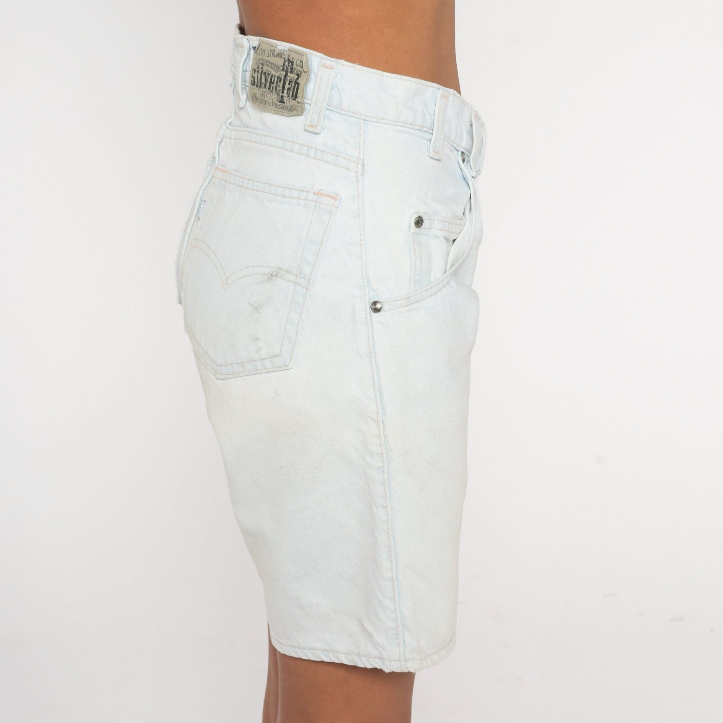 90s Levi's Silvertab Light Blue Denim Shorts High Rise Small