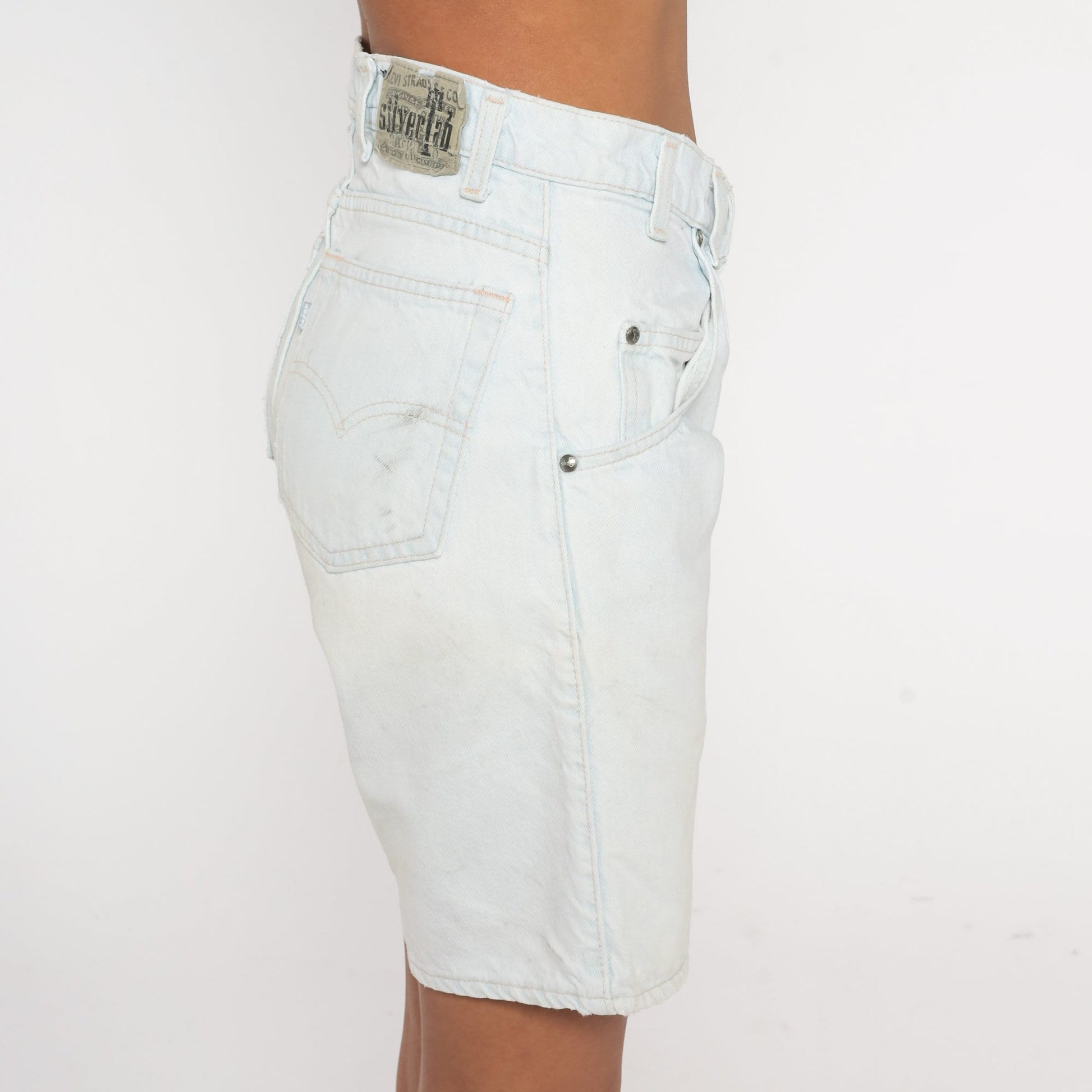 90s Levi's Silvertab Light Blue Denim Shorts High Rise Small