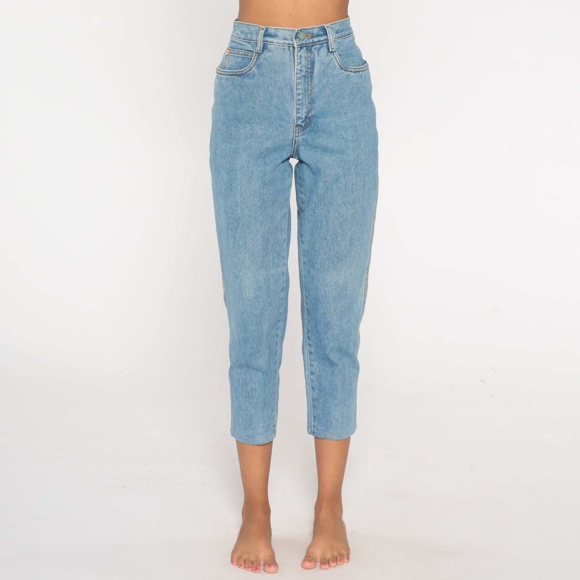 Calvin Klein 90s Mom Jeans Blue Denim High Waist Tapered Small 26