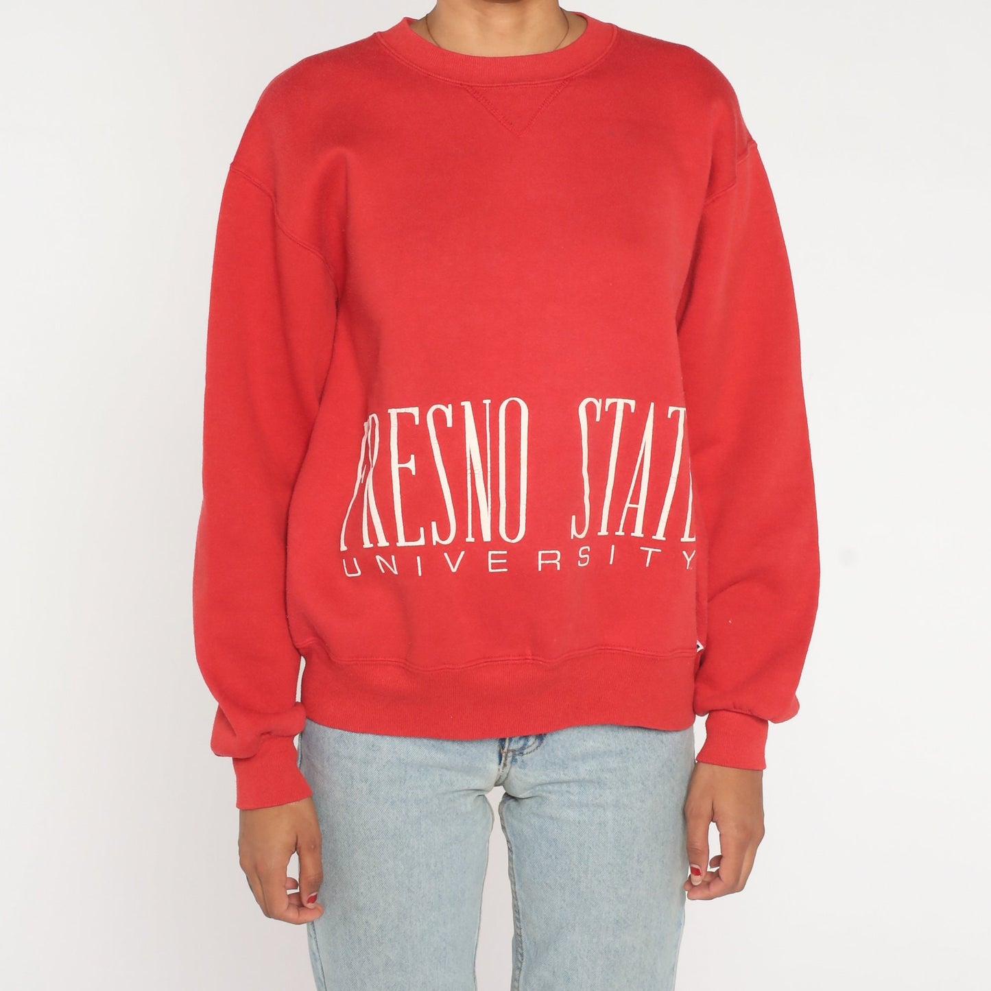 90s Fresno State University Russell Sweatshirt Red Graphic Crewneck Large