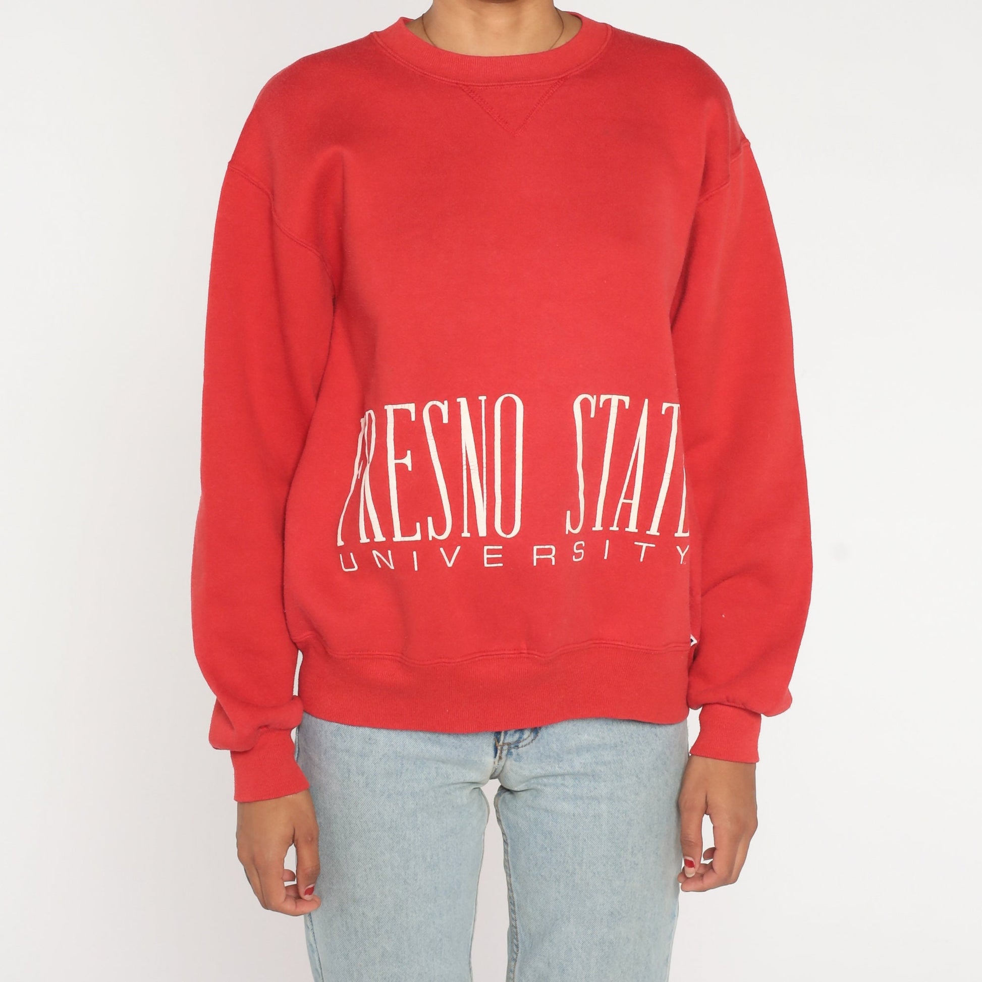 90s Fresno State University Russell Sweatshirt Red Graphic Crewneck Large