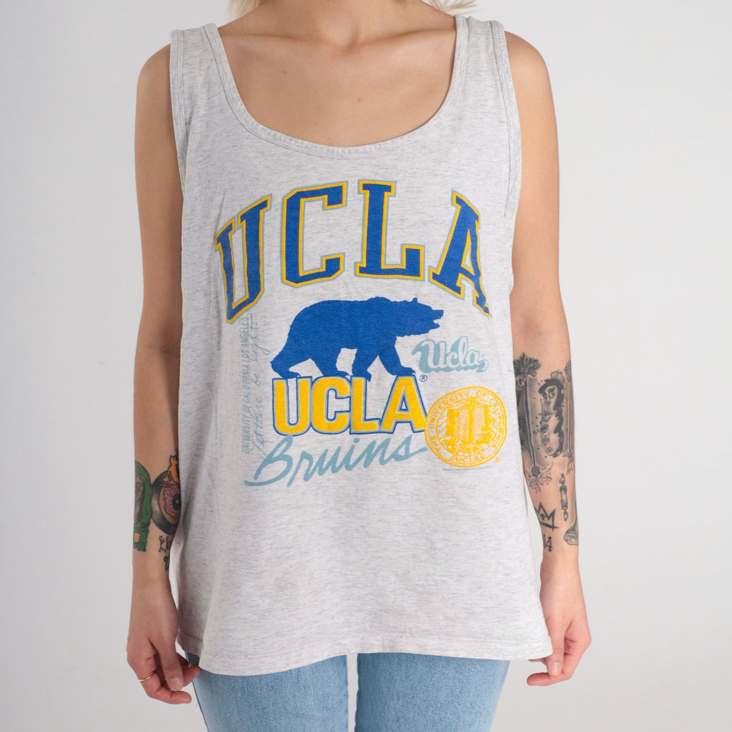 90s UCLA Bruins Tank Top Grey Graphic Single Stitch Extra Large XL