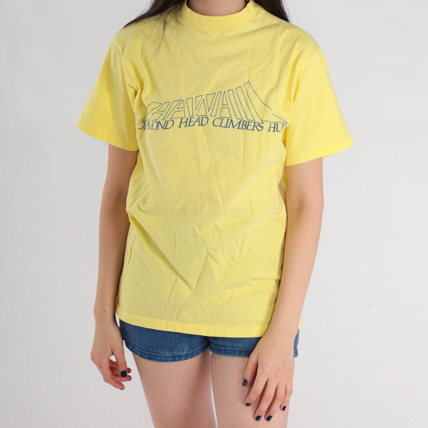 90s Diamond Head Climbers Hui Hawaii Graphic T-Shirt Yellow Single Stitch Small