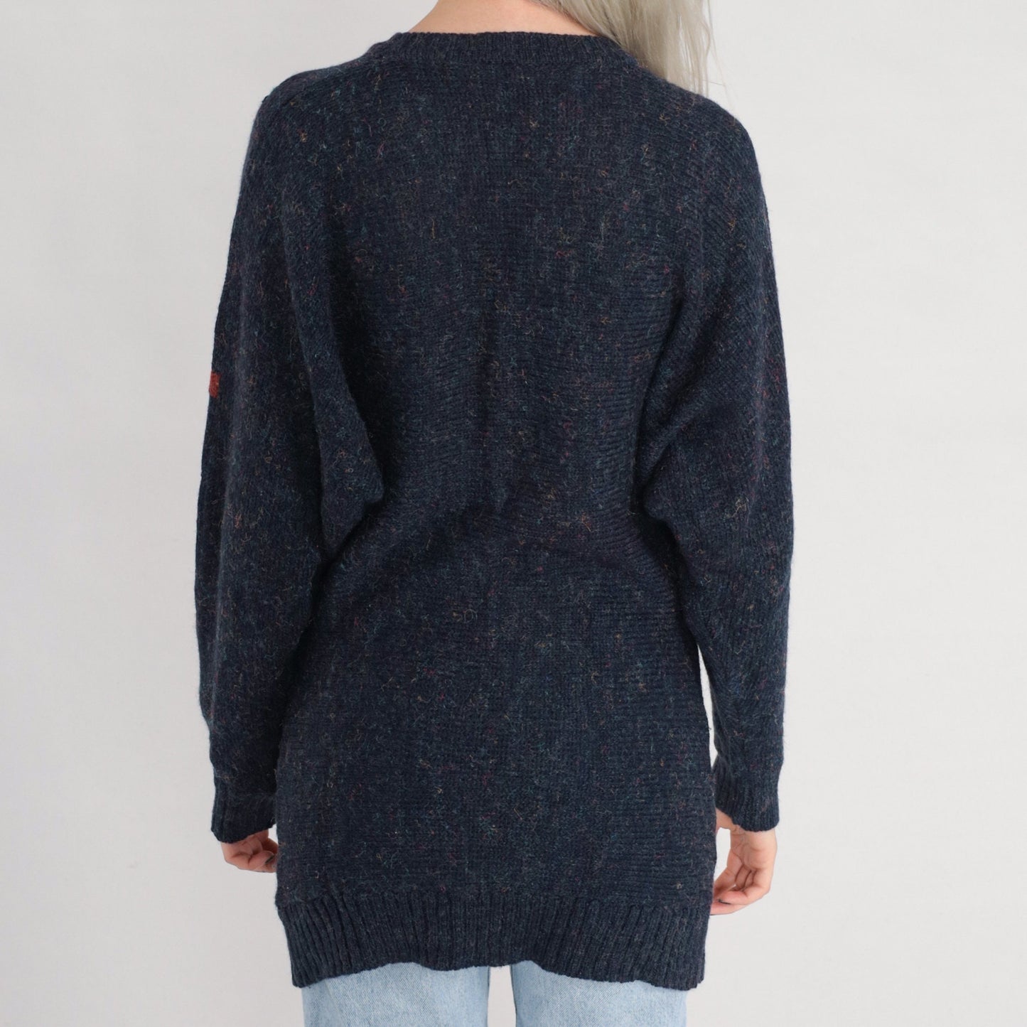 80s Navy Argyle Diamond Knit Crewneck Pullover Sweater Small S