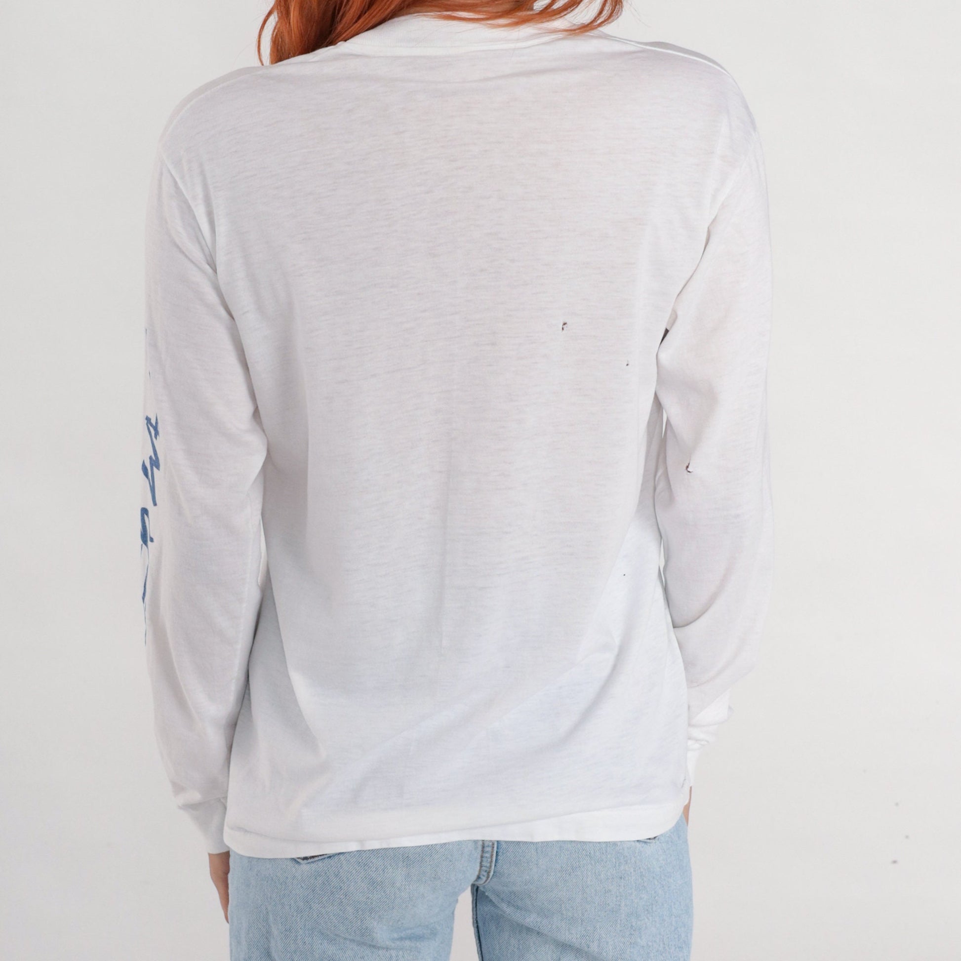 90s Funwear Sports Graphic Long Sleeve T-Shirt White Medium