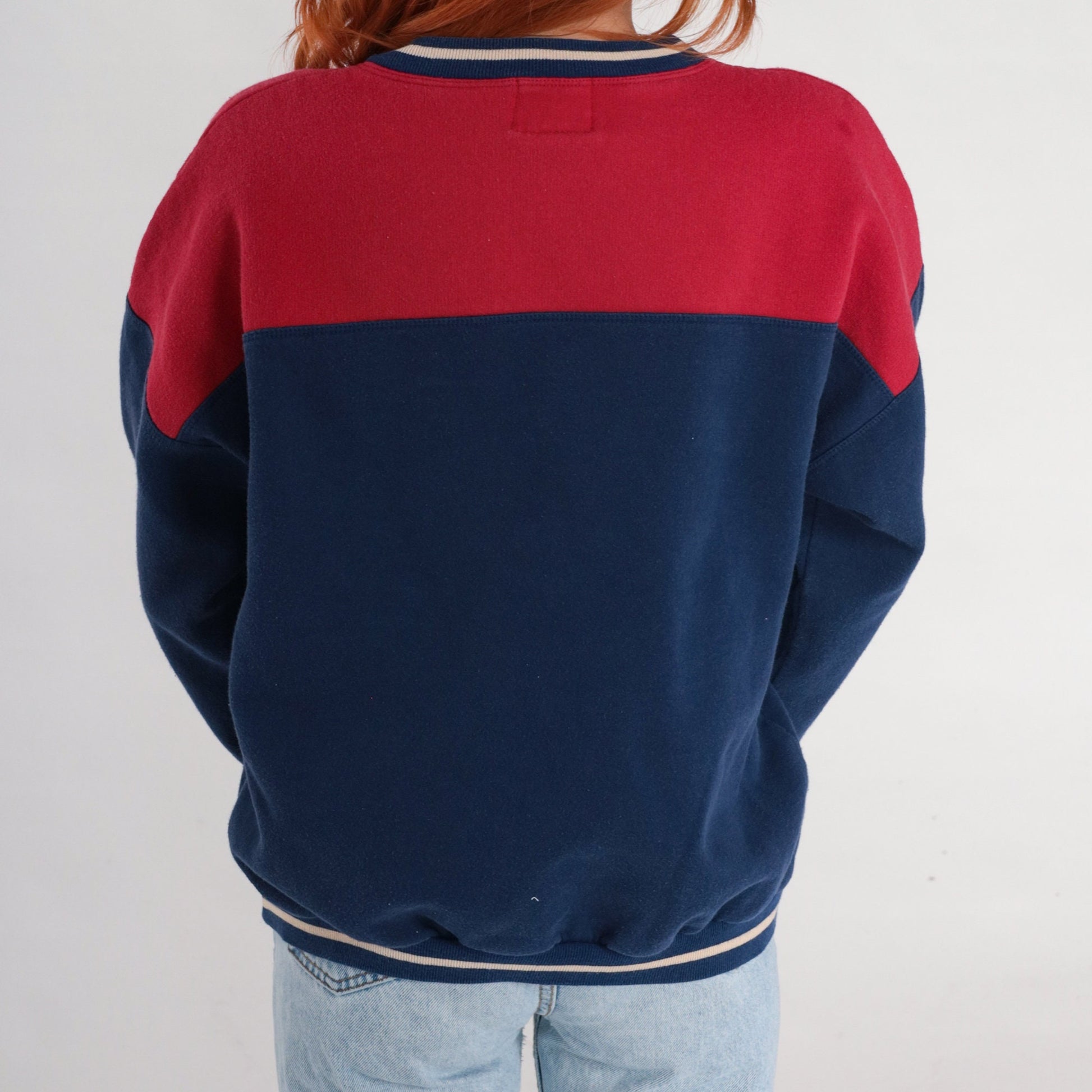 90s Kennedy Space Center Astronaut Graphic Sweatshirt Navy Blue Red Large