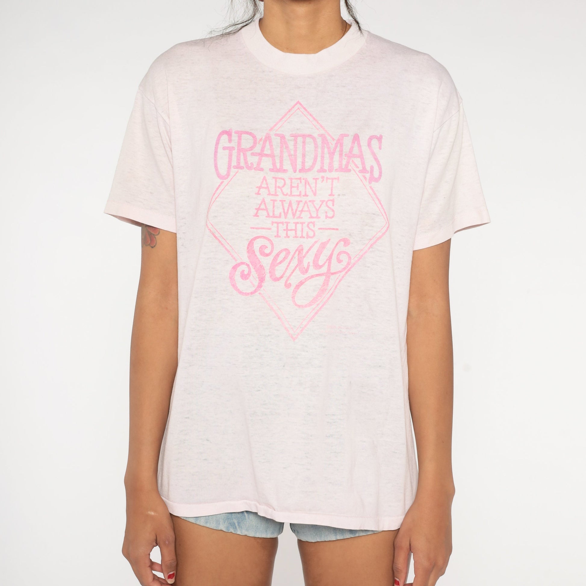 90s Grandma Graphic T-Shirt Pink Burnout Tee Medium