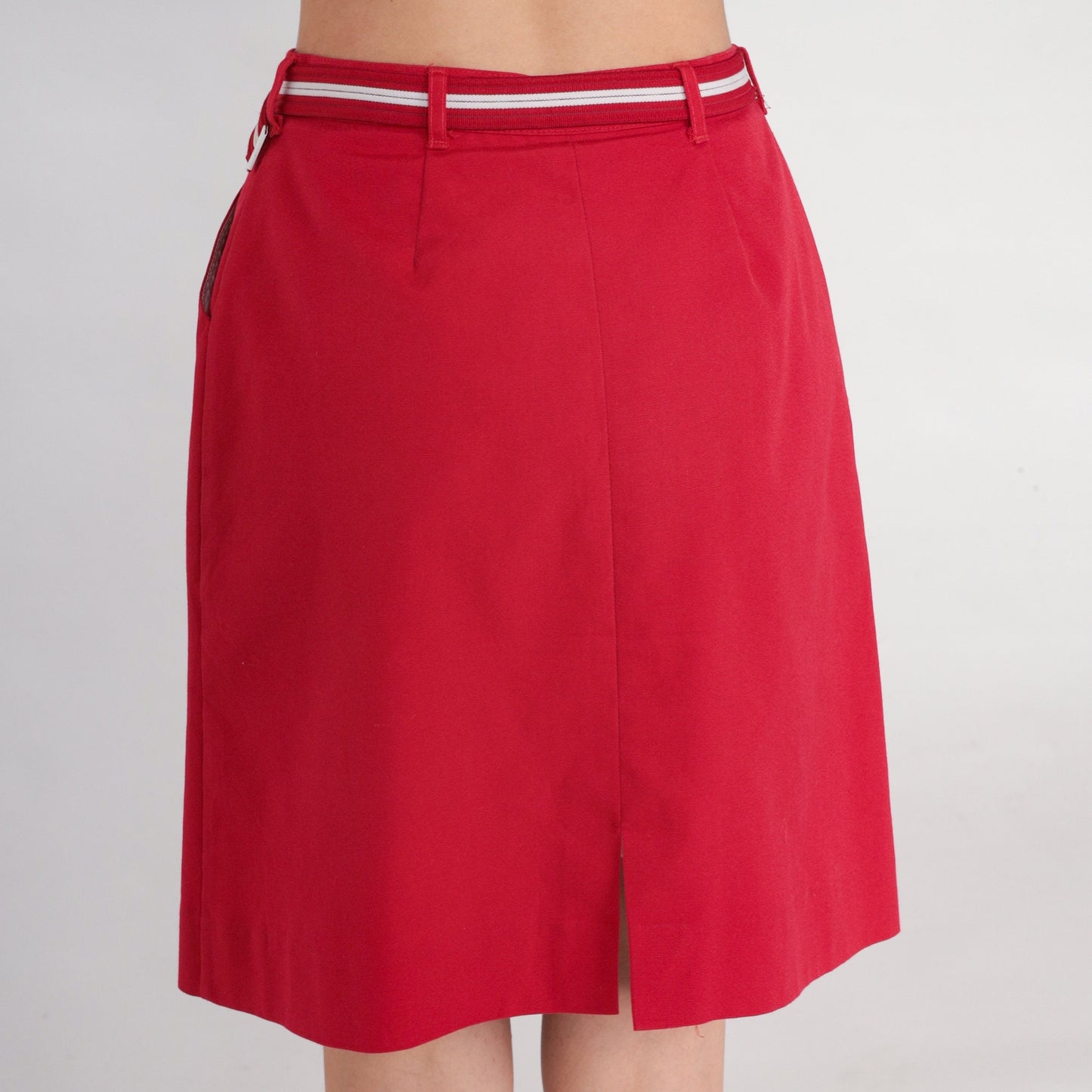 80s Tail Red Mini Skirt Preppy Golf Straight High Waisted Small