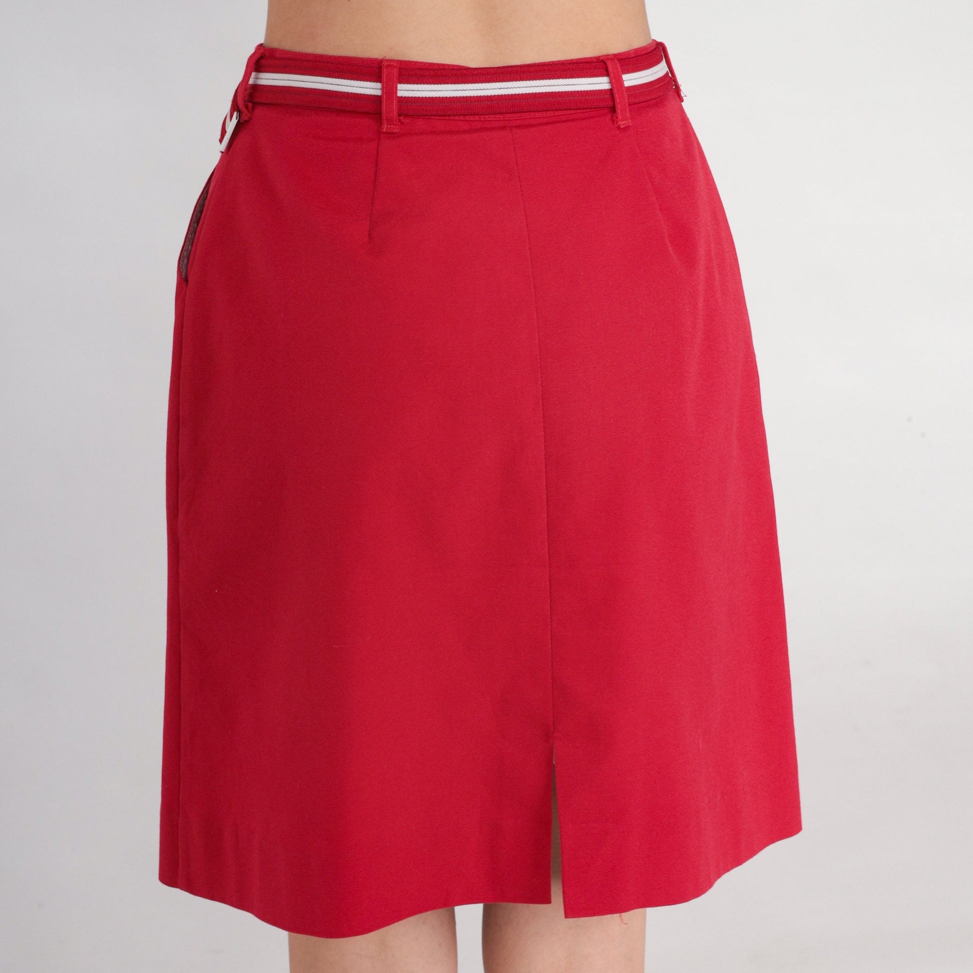 80s Tail Red Mini Skirt Preppy Golf Straight High Waisted Small