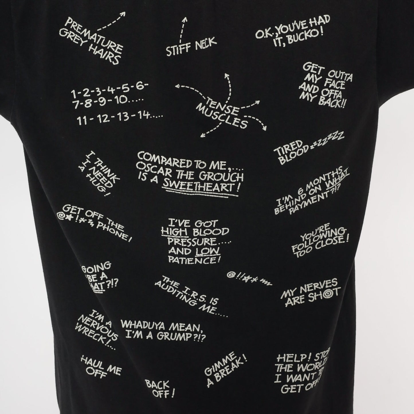 90s Stressed Out! Graphic T-Shirt Type A Personality Black Large