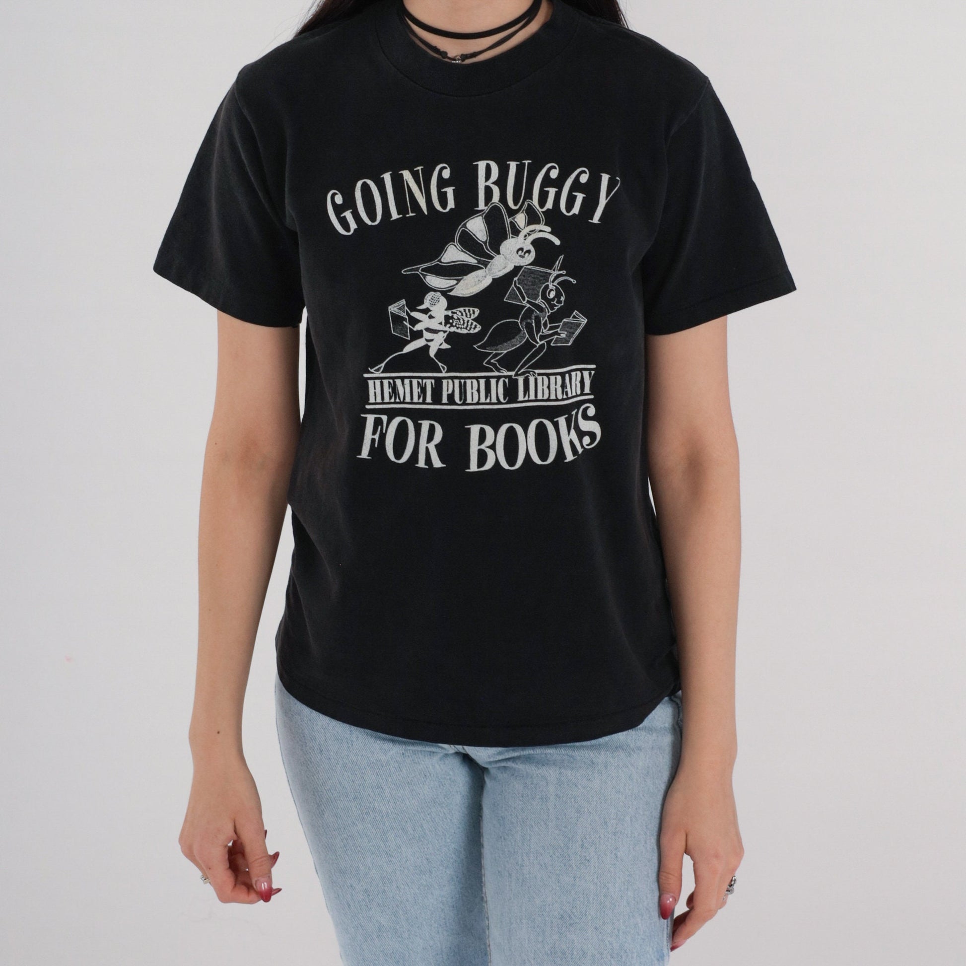 90s Hemet Public Library Graphic Tee Going Buggy For Books Small